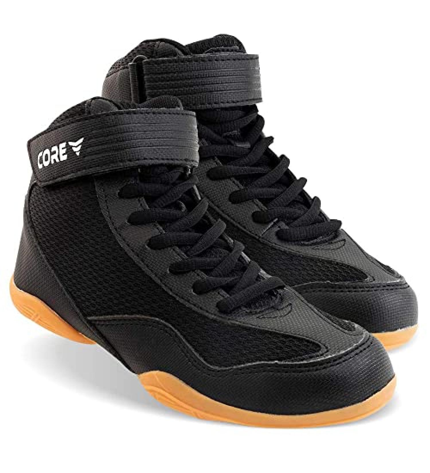 High Traction Core Wrestling Shoes - Durable Combat Sports Footwear for Men, Women, Youth & Kids - Lightweight Gym Shoes for Wrestling, Boxing, Weightlifting & Bodybuilding - Black (Size 9 Women/7.5 Men) - Buy Online on GoSupps.com