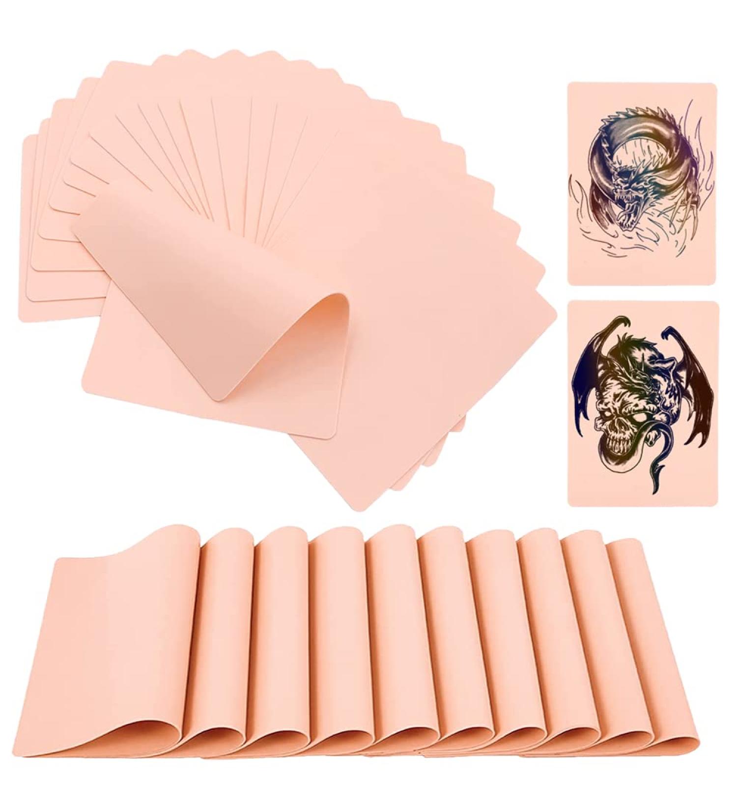 TONBAO 20 Sheets Double Sided Tattoo Practice Skins - Soft Silicone for Beginners & Experienced Artists | 7.4x5.6in | 20pcs Fake Tattoo Skin Blanks - Buy Online on GoSupps.com