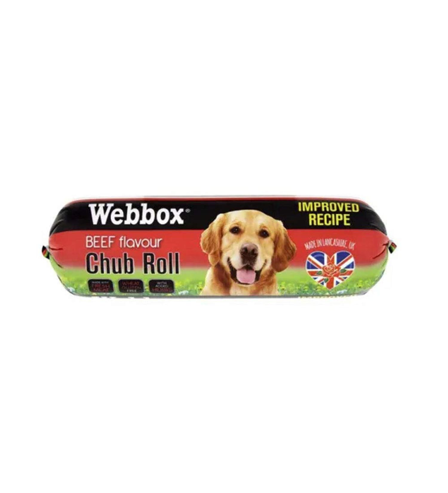 Webbox Improved Recipe Prime Chub Roll Beef Duck or Chicken Dog Food Treats 720g (Chub Roll Beef 6 Pack)