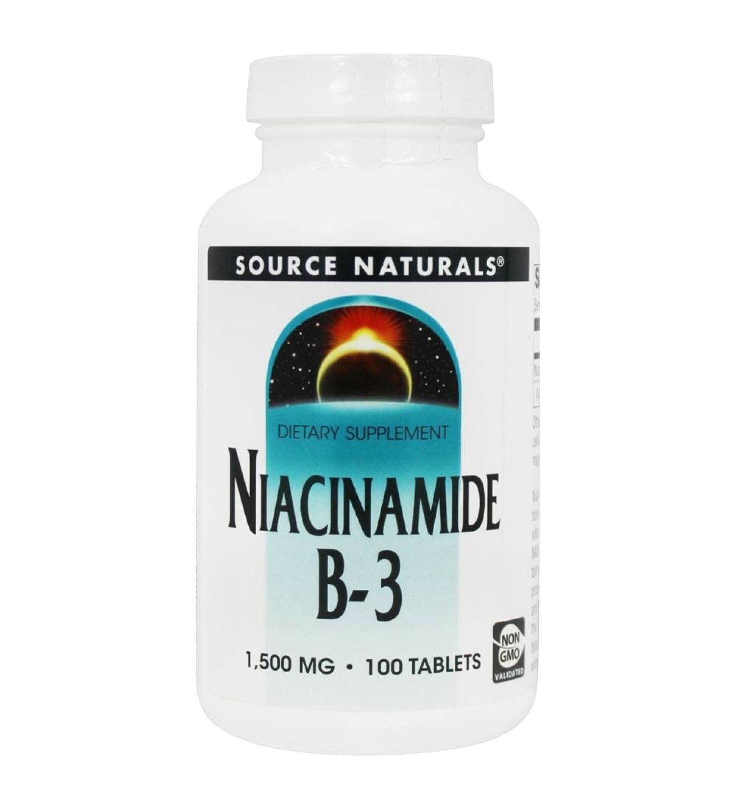 Source Naturals Niacinamide 1500mg Timed Release Vitamin B-3 Energy Support - 100 Tablets - Buy Online on GoSupps.com
