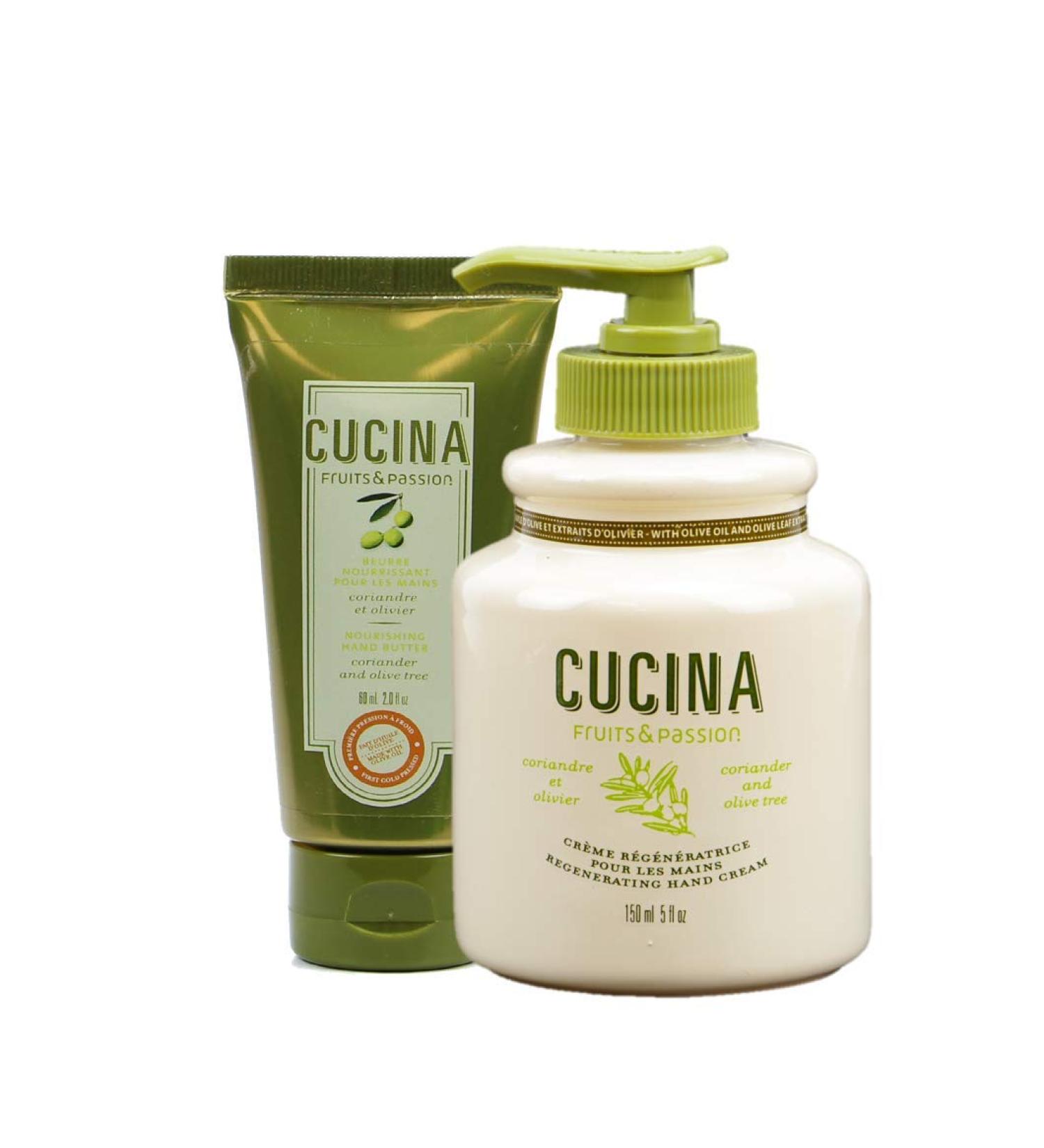 Fruits & Passion Cucina 60ml Hand Butter and Regenerating Cream Bundle - Olive and Coriander Tree - Buy Online on GoSupps.com