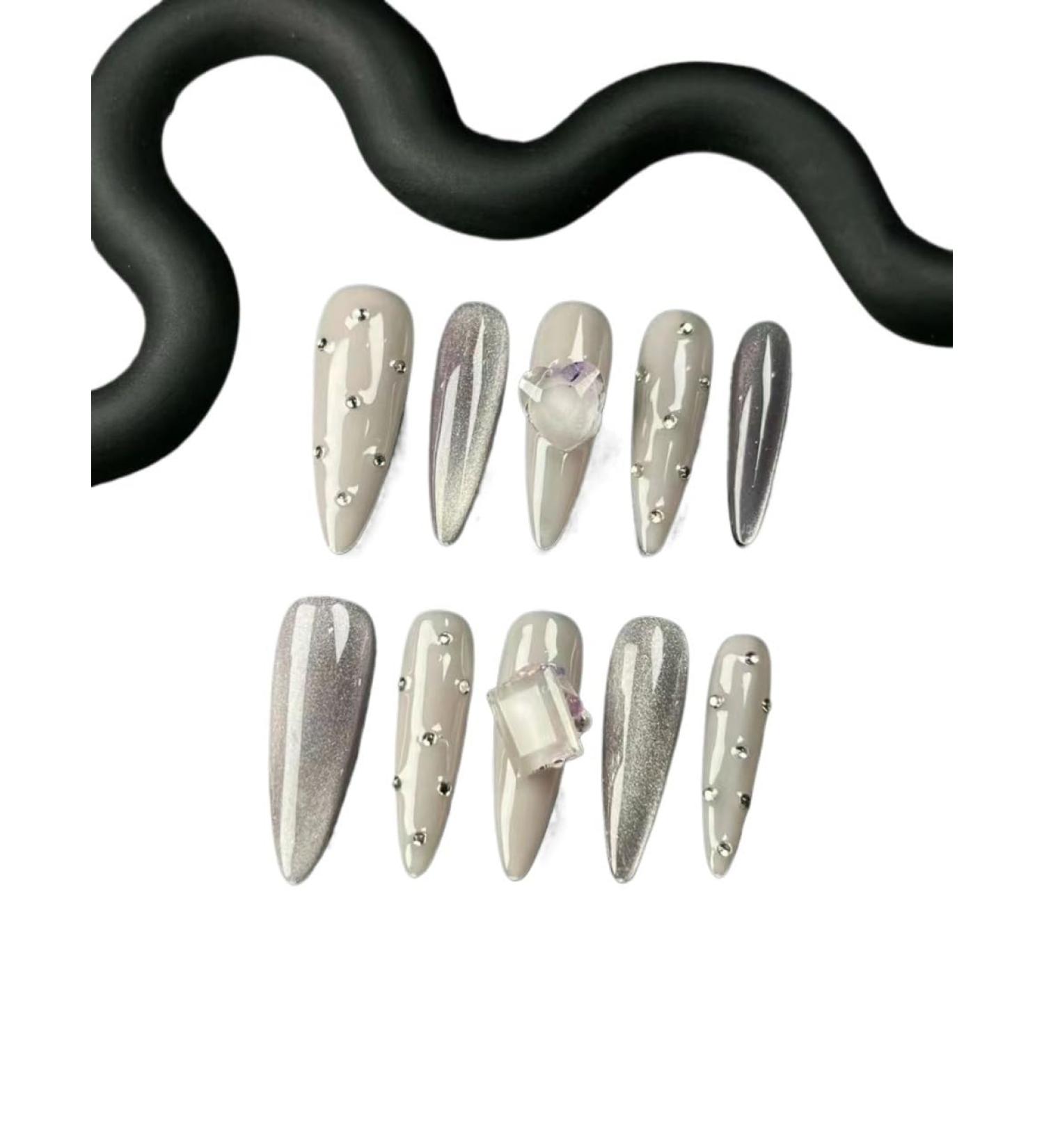 Temperament-Enhancing Manicure French Mirror Aurora Gentle Wind Princess Nail Stickers Hand-Worn in Europe and America.(X-Small)
