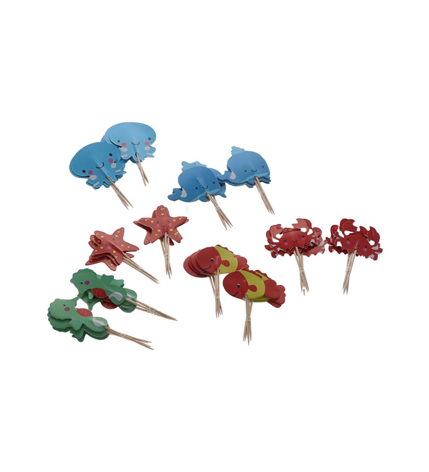 48pcs Ocean Sea Animals Cupcake Toppers Dolphin Crab Octopus Cake Cupcake Picks Under the Sea Theme Birthday Party Cake Decorations Supplies - Buy Online on GoSupps.com