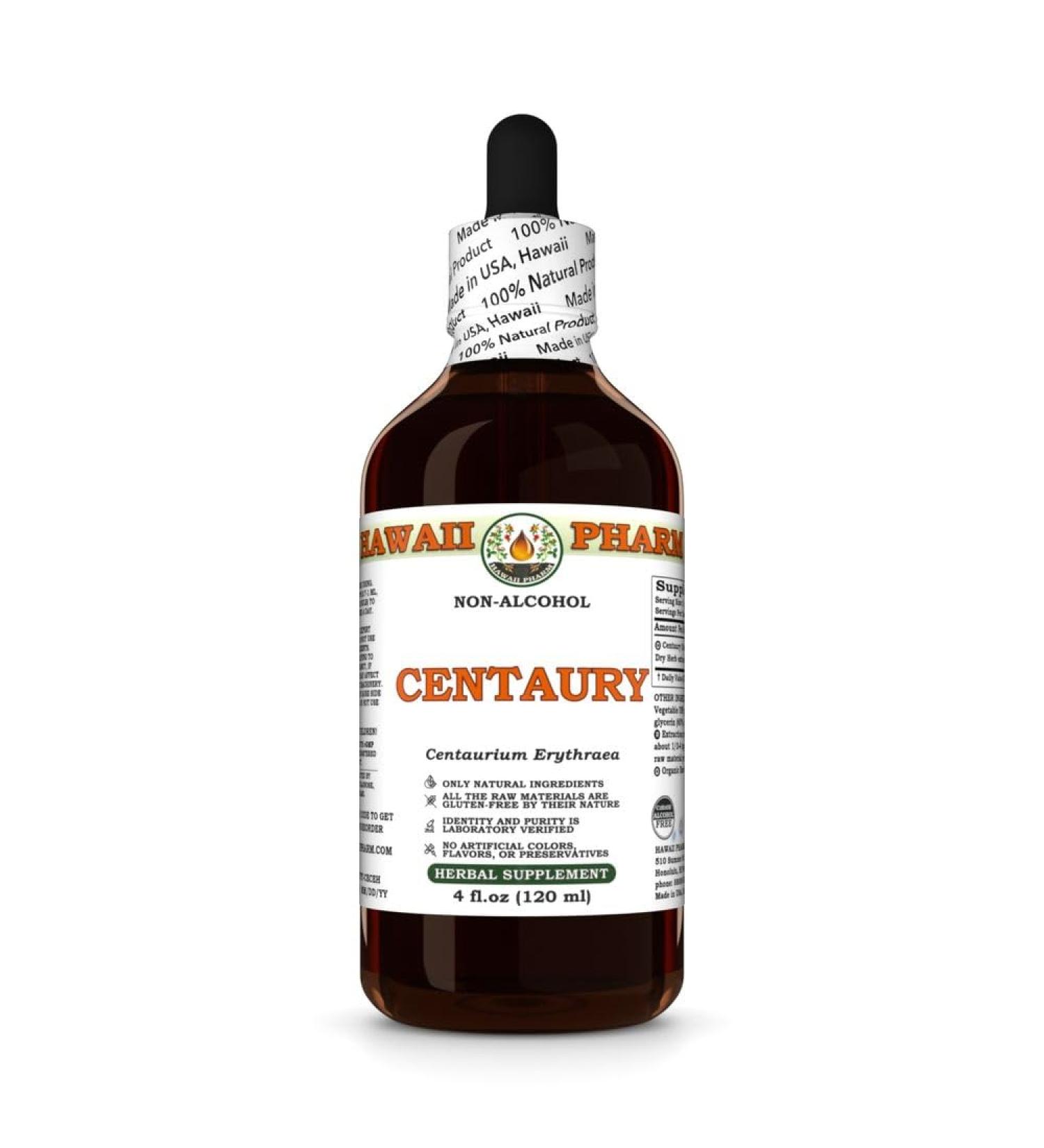 Centaury (Centaurium Erythraea) Dry Herb Glycerite Made in Hawaii Organic Raw Materials All Natural Vegan Lab Tested Alcohol-Free Liquid Extract - 4 fl.oz 4 Fl Oz (Pack of 1) - Buy Online on GoSupps.com