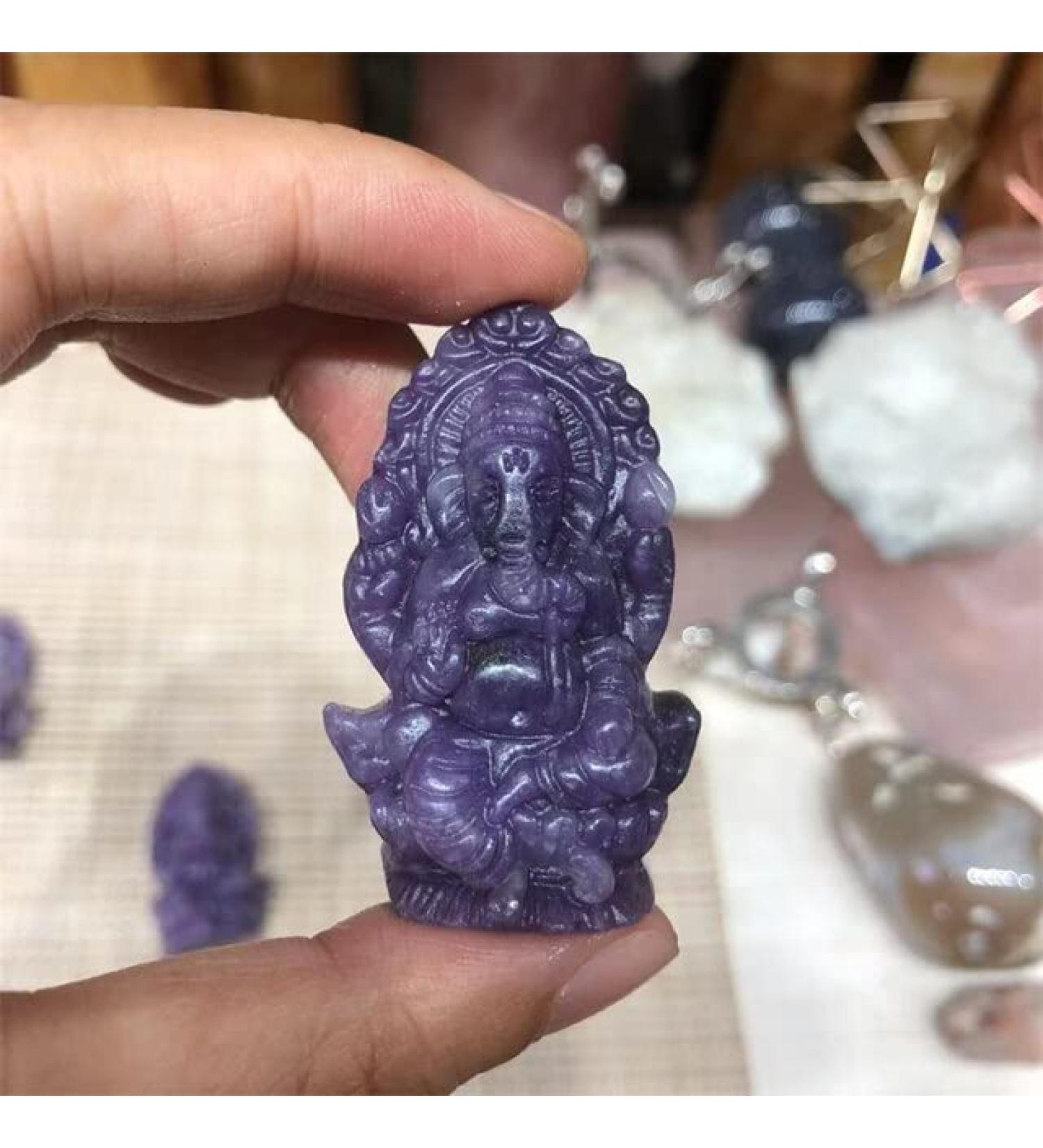 Lepidolite Ganesha Natural Stones Quartz Crystal Carved Elephant God Animals Reiki Gemstones Home Decoration - (Color: 1pcs Size: Approx 5cm) - Buy Online on GoSupps.com