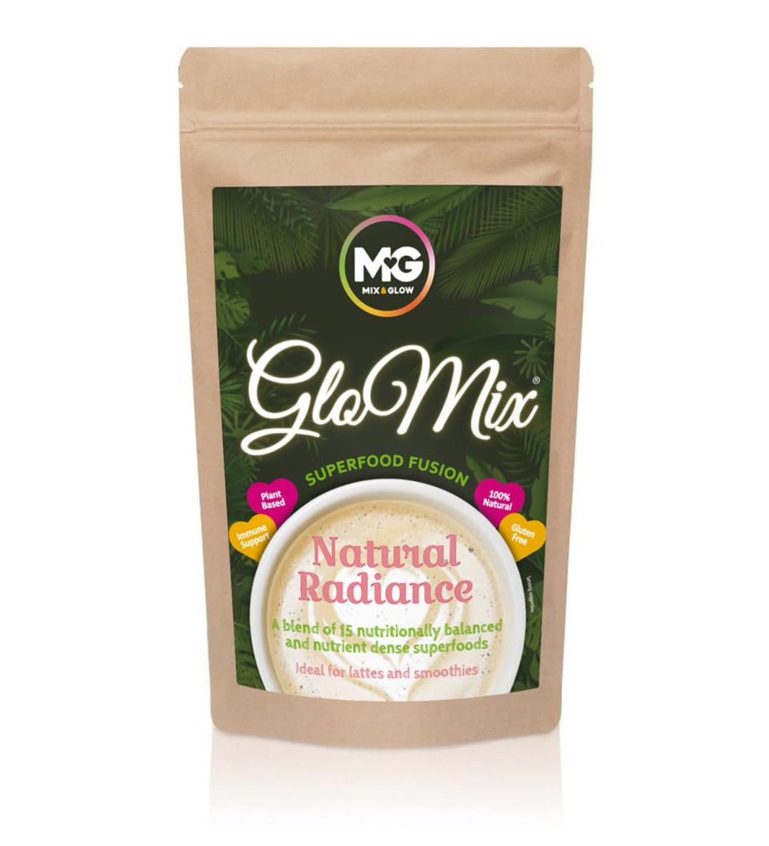 MIX GLOW Mix & Glow Vegan Superfood powder prebiotic blend of 15 advanced herbs vegetables and adaptogens including turmeric ginger cocoa and MCT oil for brain fuel glutenfree 30 servings - Buy Online on GoSupps.com