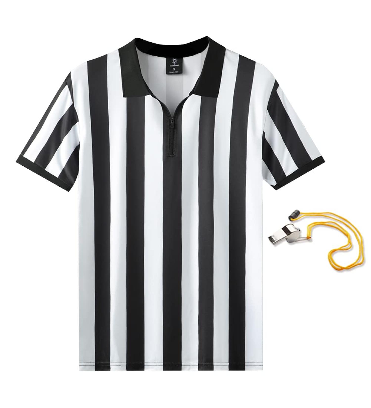Shinestone Referee Shirt - Zipper Neck Umpire Jersey for Men and Women - Sports & Christmas Costume - X-Large - Buy Online on GoSupps.com