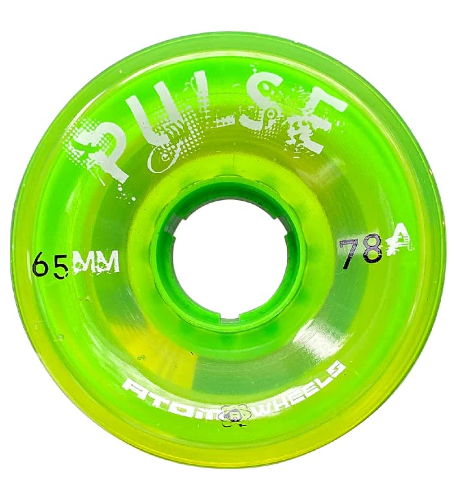 Atom Skates Quad Roller Wheels Pulse/Outdoor/Hardness 78A 65x37 Lime 8pk