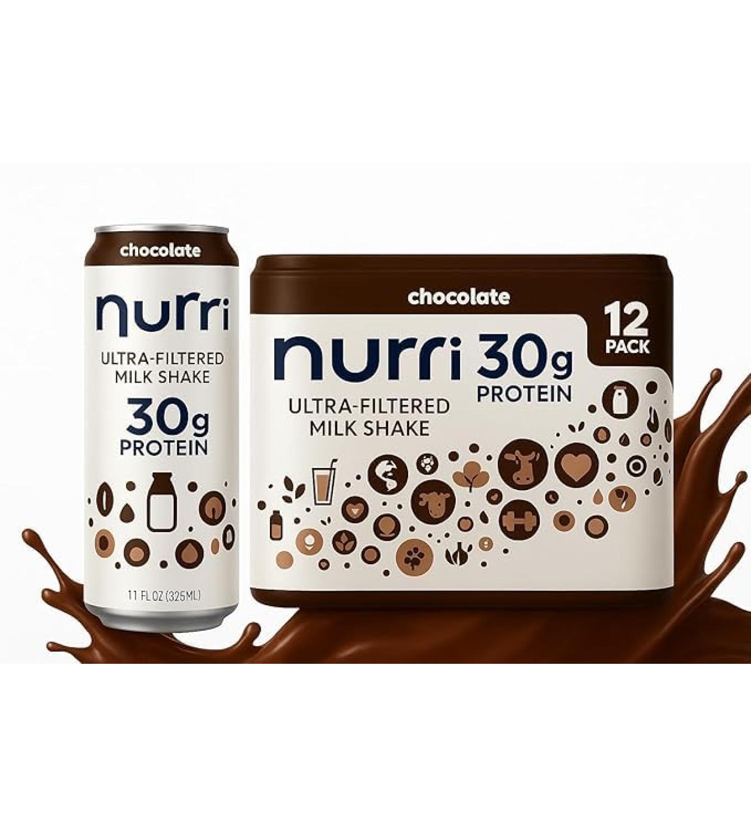 Nurri! 30g Protein Chocolate Shake 11 Fluid Ounce (Pack of 12)