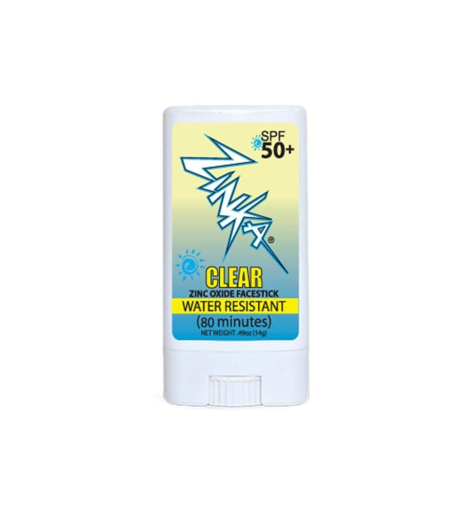 Zinka - Clear Zinc Oxide Sunscreen Face Stick SPF 50  Water Resistant for 80 Minutes - .49oz Stick