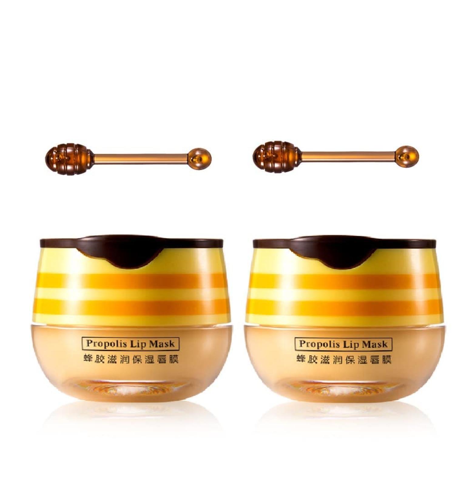 Honey Balm Lip Balm Set - 2PCS Lip Masks for Dry Lips, Exfoliator & Moisturizer with Brush - Reduces Lines, Lightens & Anti-Wrinkle Formula - Buy Online on GoSupps.com