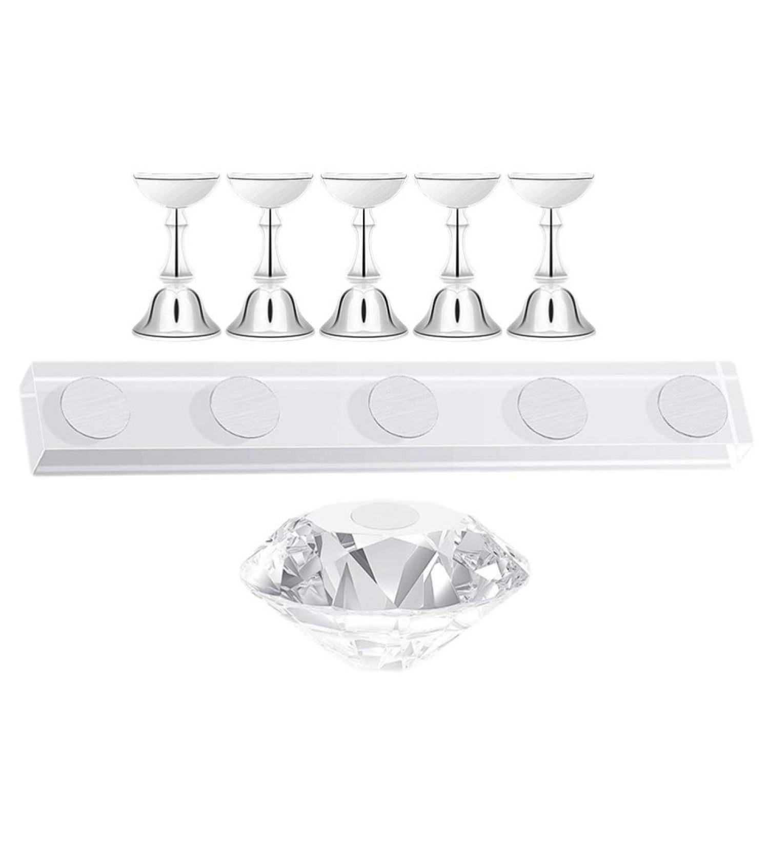 Lurrose 7Pcs Nail Art Display Stand - Wood Nail Tips Holder & Crystal Fingernail Practice Stand for DIY Nail Art - International Shipping Available - Buy Online on GoSupps.com