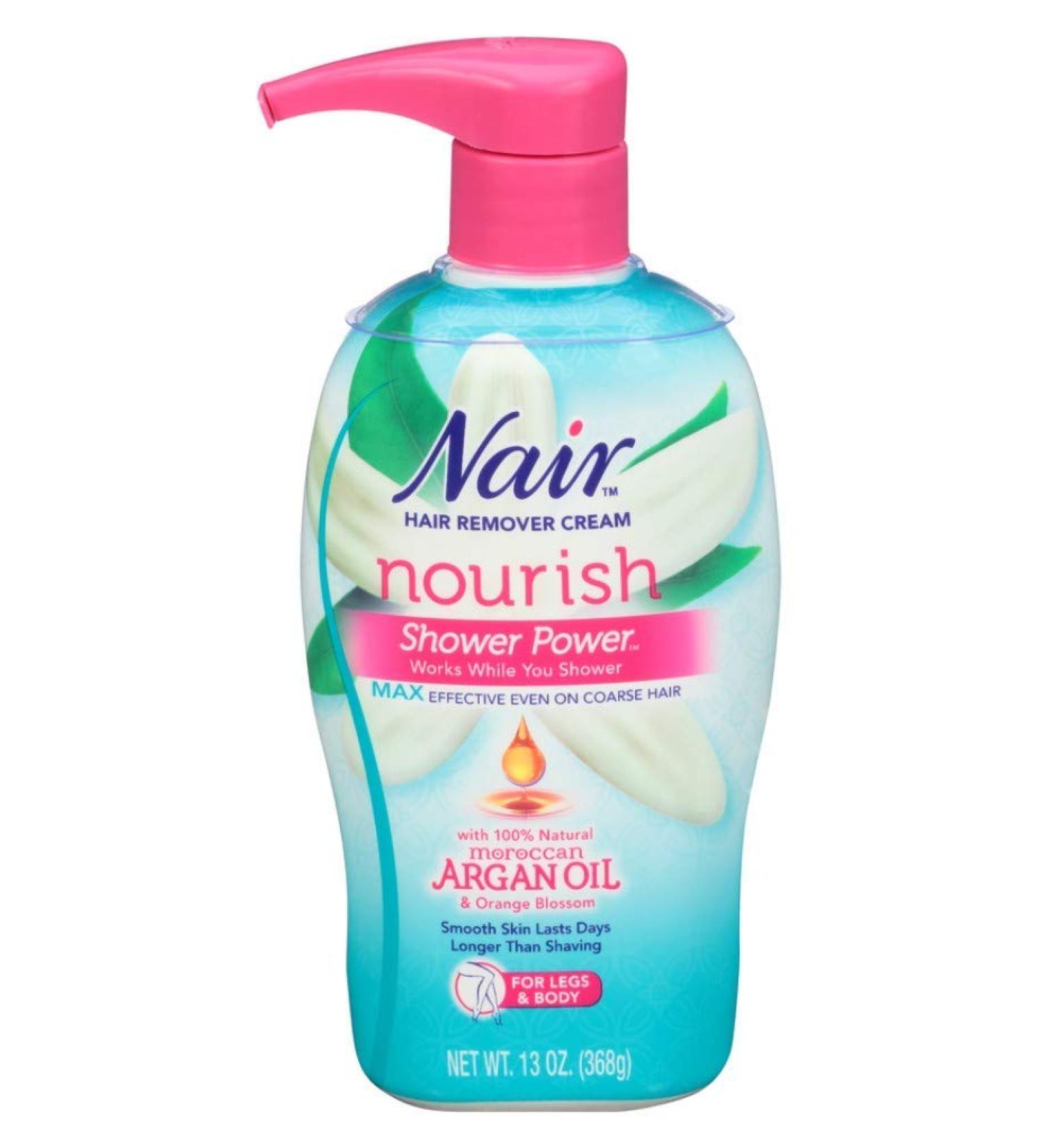 Nair Hair Remover Shower Power Max Argan Oil 13 Ounce Pump (384ml) (3 Pack)