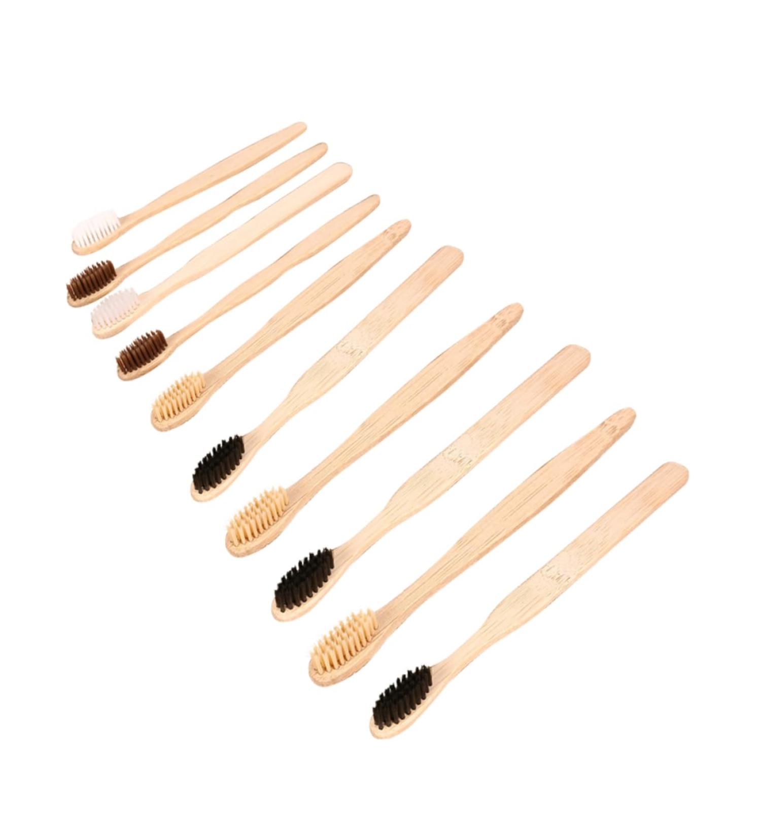 Minkissy 10-Pack Biodegradable Hotel Toothbrush Set | Eco-Friendly Portable Bamboo Toothbrushes for Travel & Accessories - Buy Online on GoSupps.com