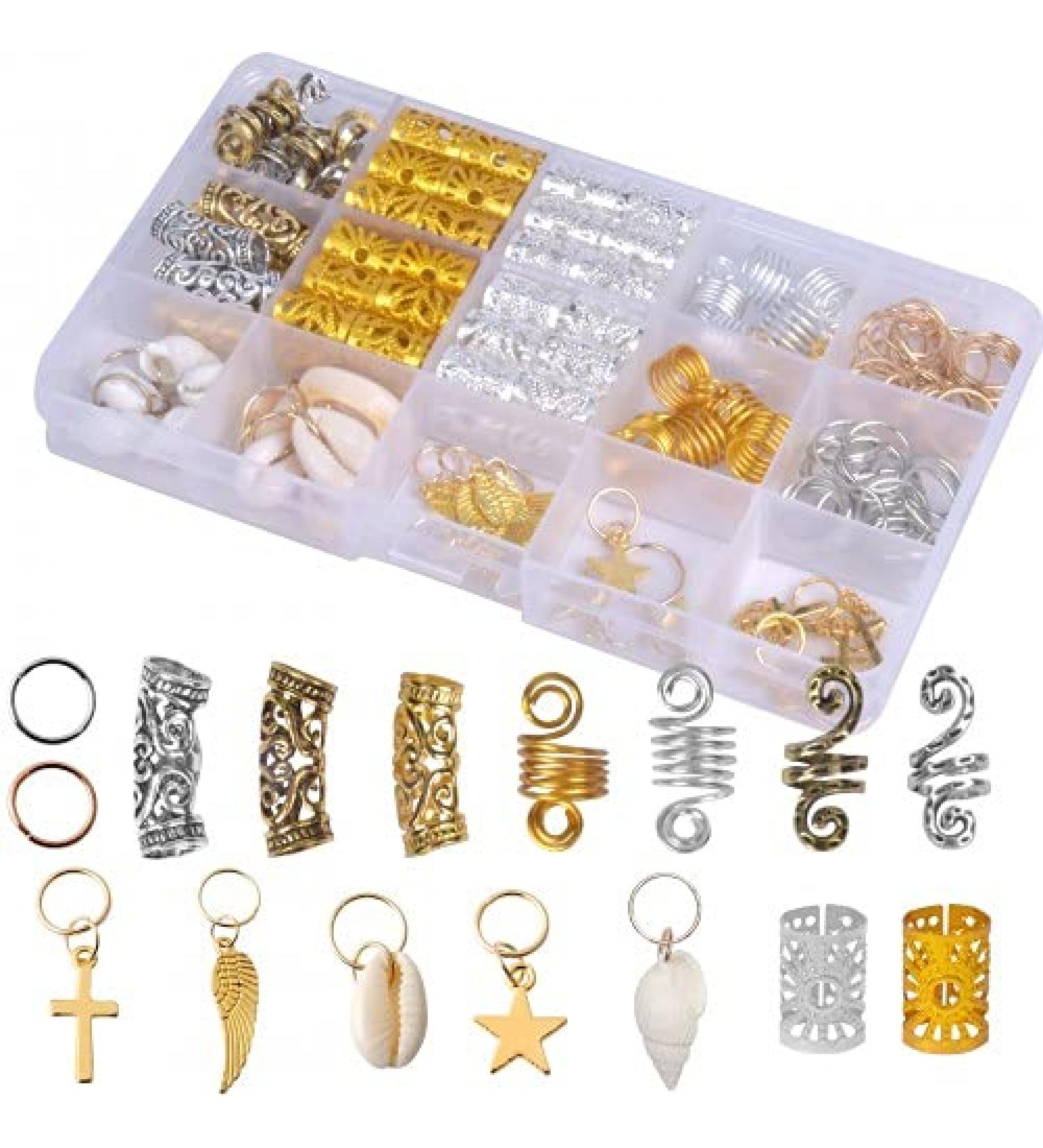Pinsheng 159-Piece Aluminum Hair Coil Dreadlocks Accessories | Dreadlocks Jewelry Cuffs & Clips for Braids Decoration - Buy Online on GoSupps.com