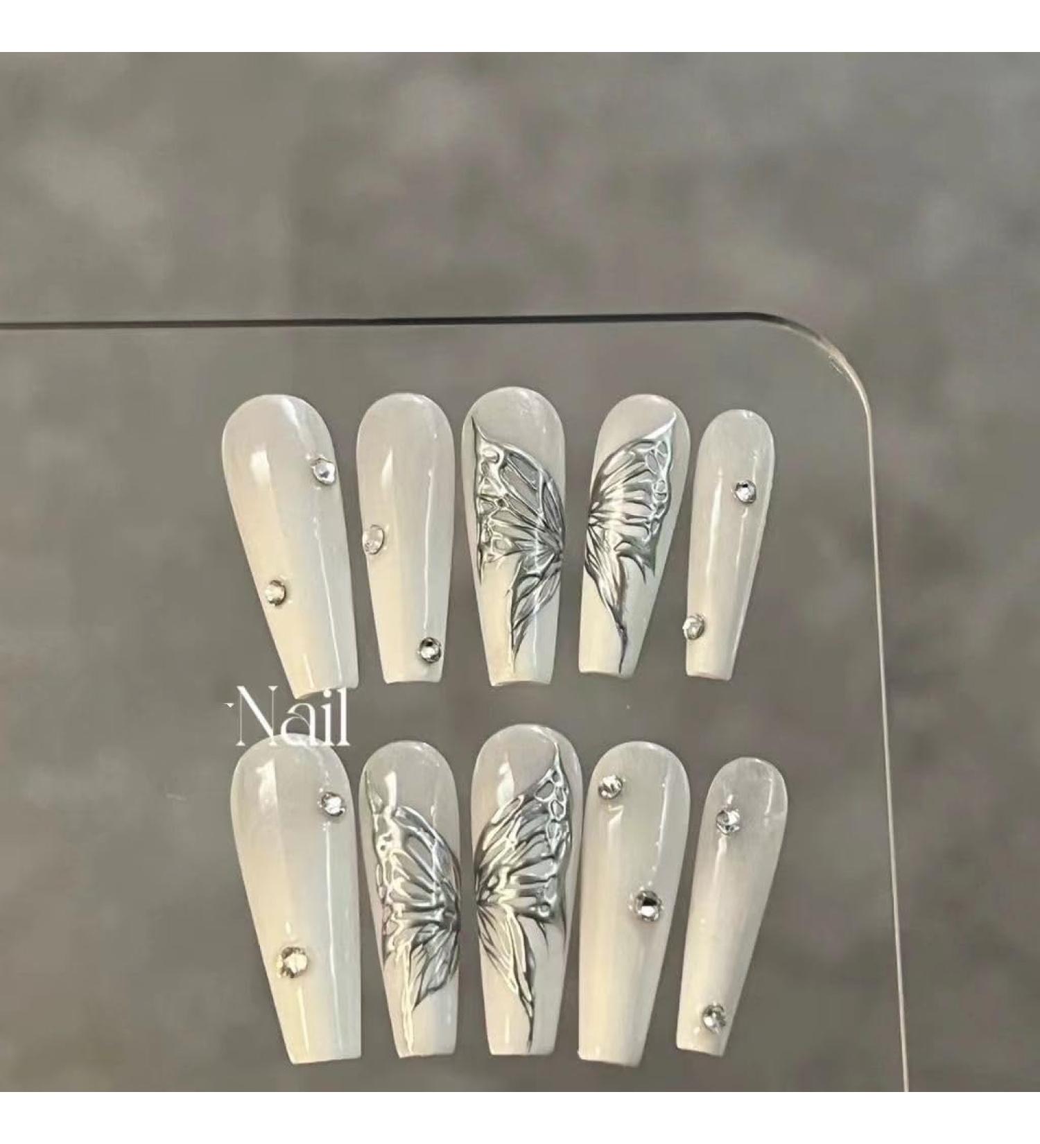 Temperament Enhancement Nail Patch Hand-Made Nail Patch Summer Joker Wearing a Black French Diamond Explosive Flash Temperament Wind Manicure (10 Pieces) (Size : S) Small - Buy Online on GoSupps.com