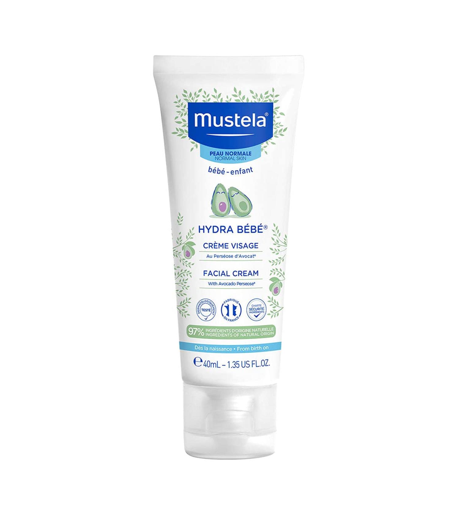 Mustela Hydra Bebe Face Cream - Daily Baby Moisturizer with Avocado & Jojoba Oil - 1.35 fl. oz - Buy Online on GoSupps.com