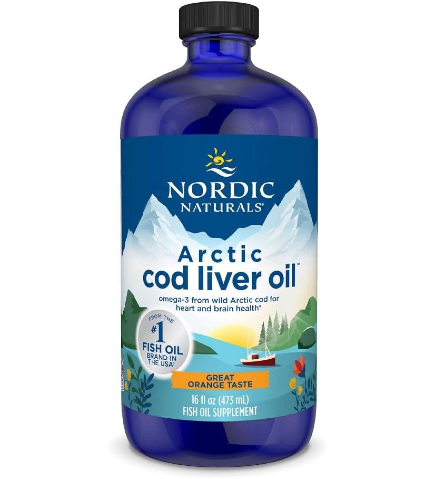 Nordic Naturals Arctic Cod Liver Oil Orange - 16 fl oz (437 ml) | Omega-3 & Vitamins - Buy Online on GoSupps.com