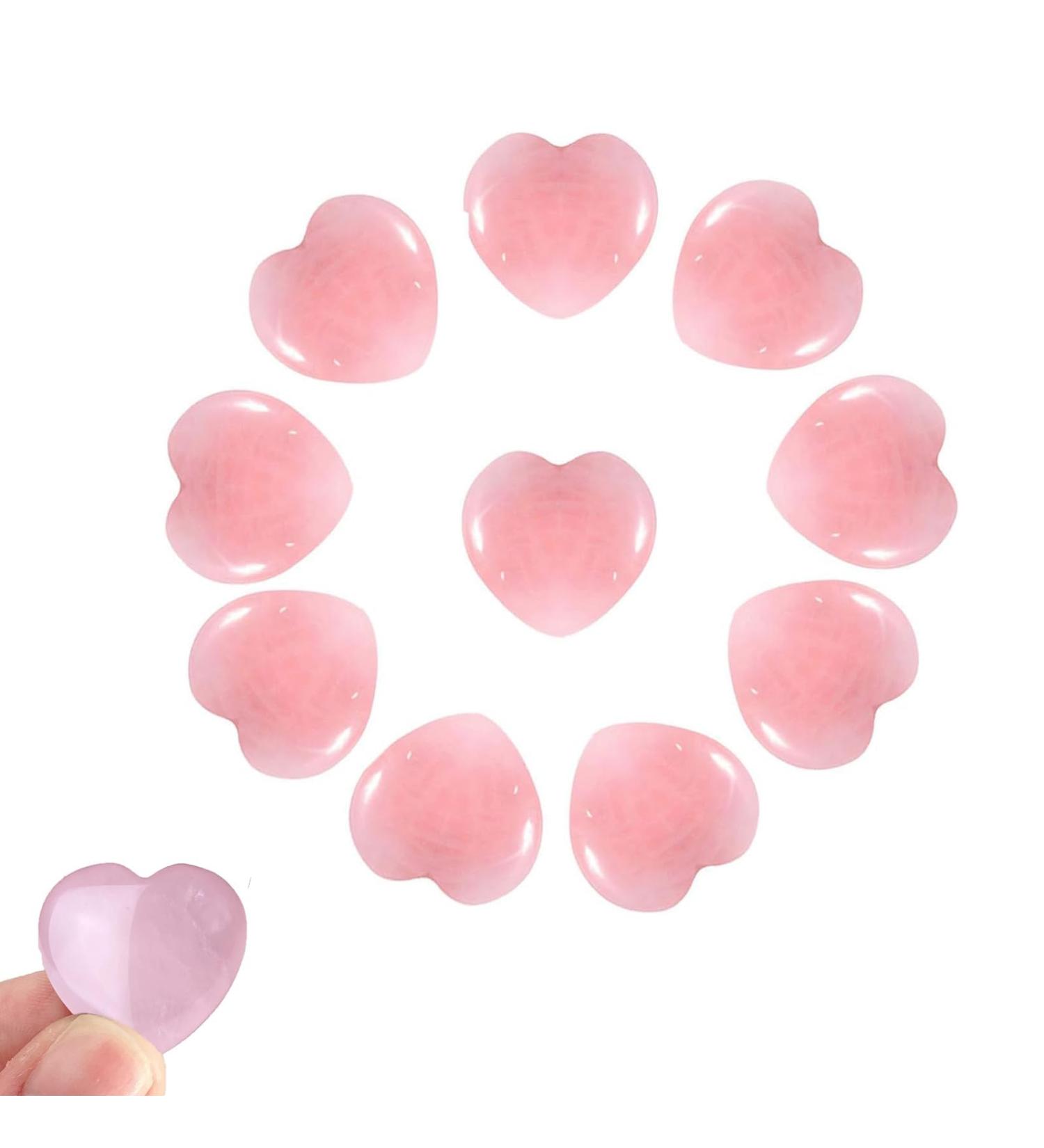 10Pcs Healing Crystals Crystal Heart Heart Crystal Set Worry Stones Have Powerful Energy Lovely Quartz Heart Suitable for Hold in The Palm for Meditation and Relaxation Love Palm Pocket Stones - Buy Online on GoSupps.com