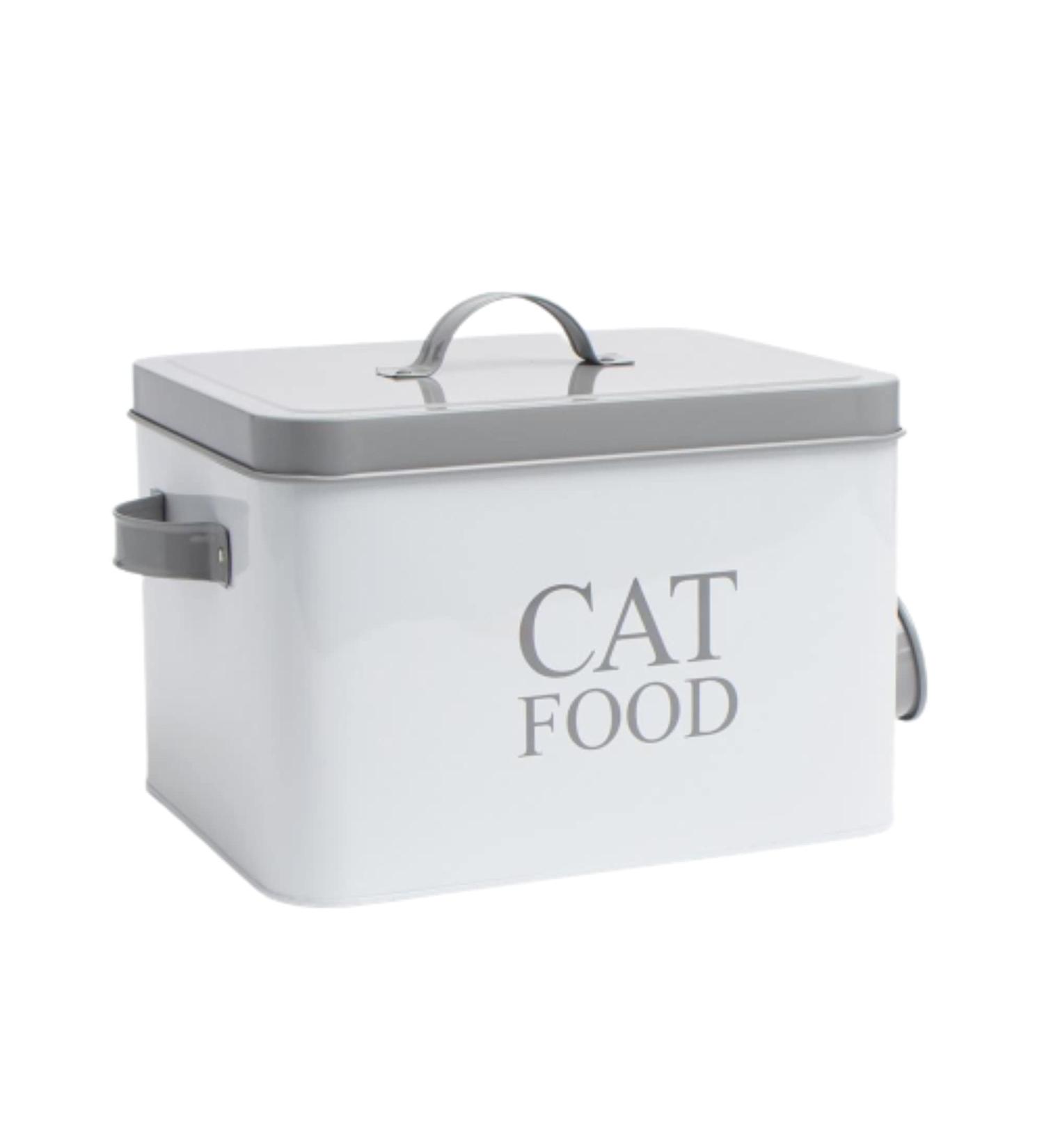 Swan household - Cat Food Storage Metal Tin with Scoop H17.5 x L25 x W20cm - Buy Online on GoSupps.com