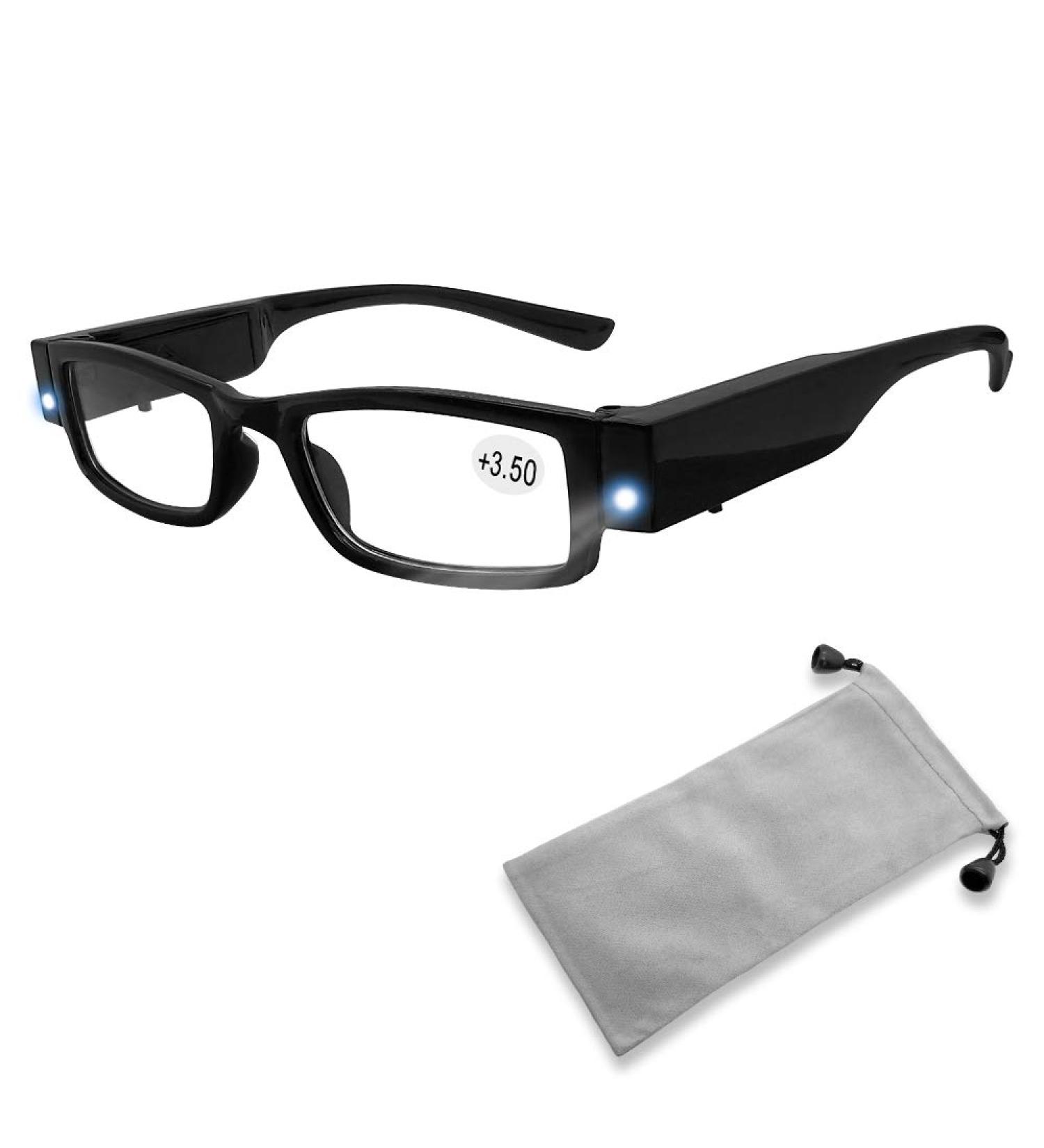 LED Reading Glasses for Men & Women | Lighted Magnifying Eyewear X3.5 | Clear Vision Full Frame Reader - Buy Online on GoSupps.com