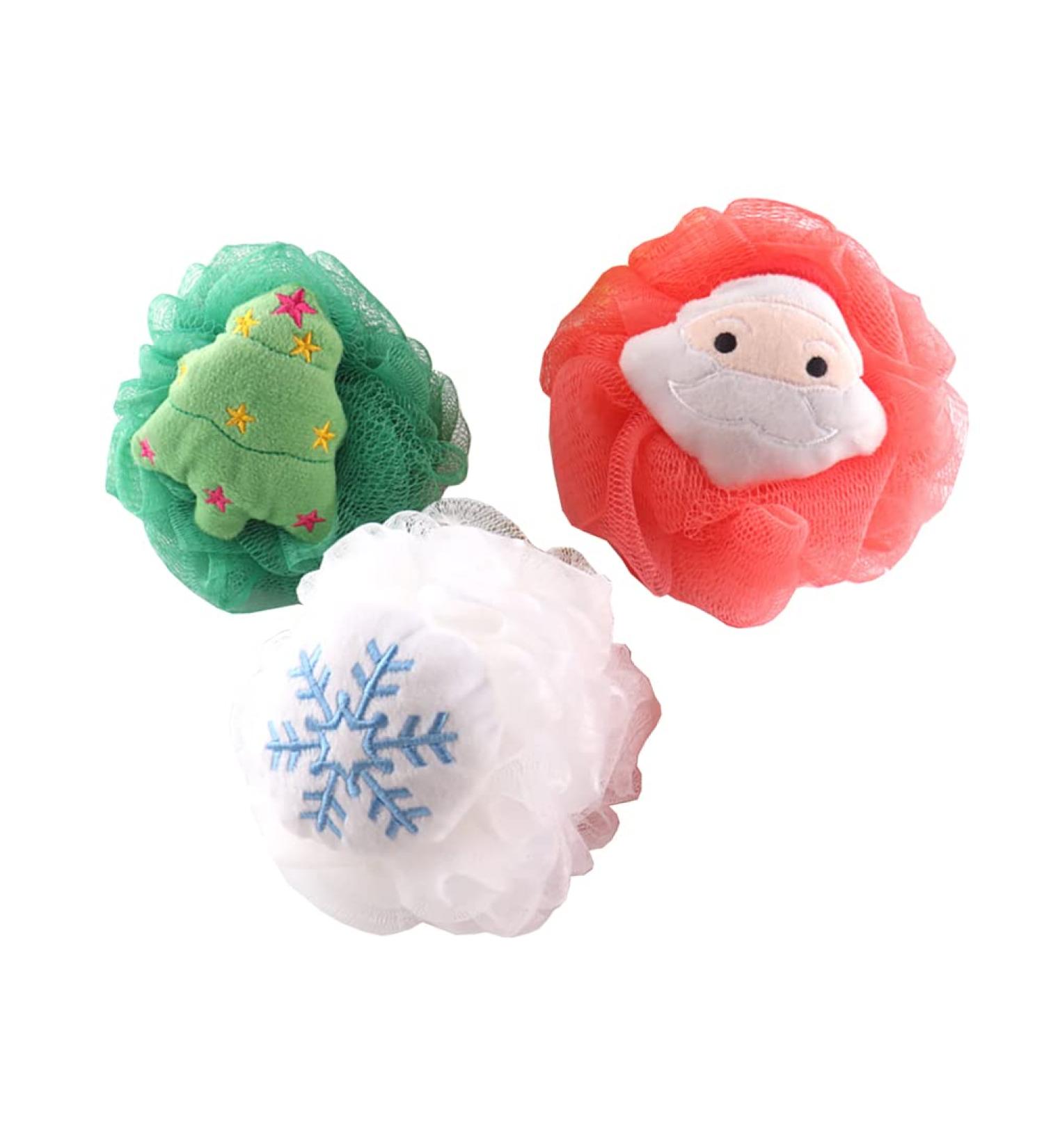 JIHUOO 3-Piece Christmas Bath Sponge Set | Soft Washing & Massage Sponges for Kids & Adults - Perfect for Holiday Gifts - Buy Online on GoSupps.com