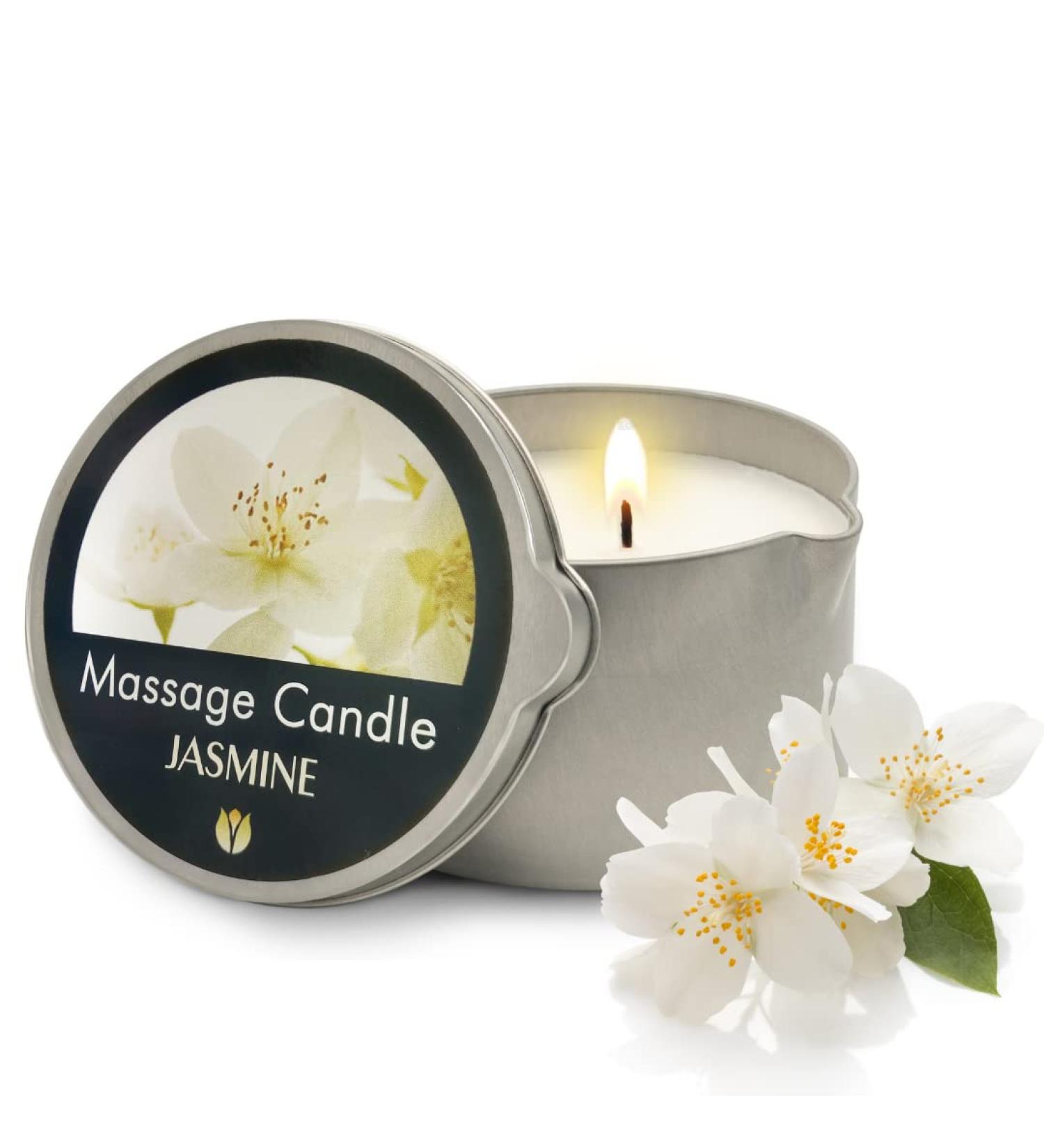 FLOWERLAND Massage Candle - Hydrating Massage Oil for Couples & Home Spa | Natural Vegan Jasmine 200ml - Buy Online on GoSupps.com