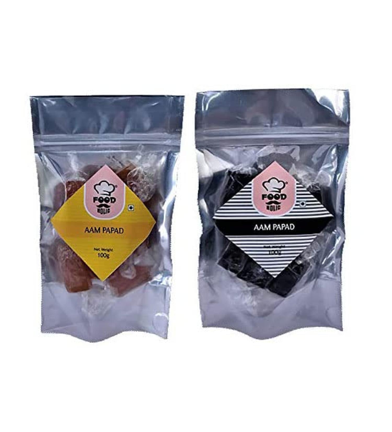 Foodholic Aam papad Premium Khatta-Meetha Aam Papad Slice Bar Combo of Black-Yellow (100 Gm Each)_Packing May Vary - Buy Online on GoSupps.com