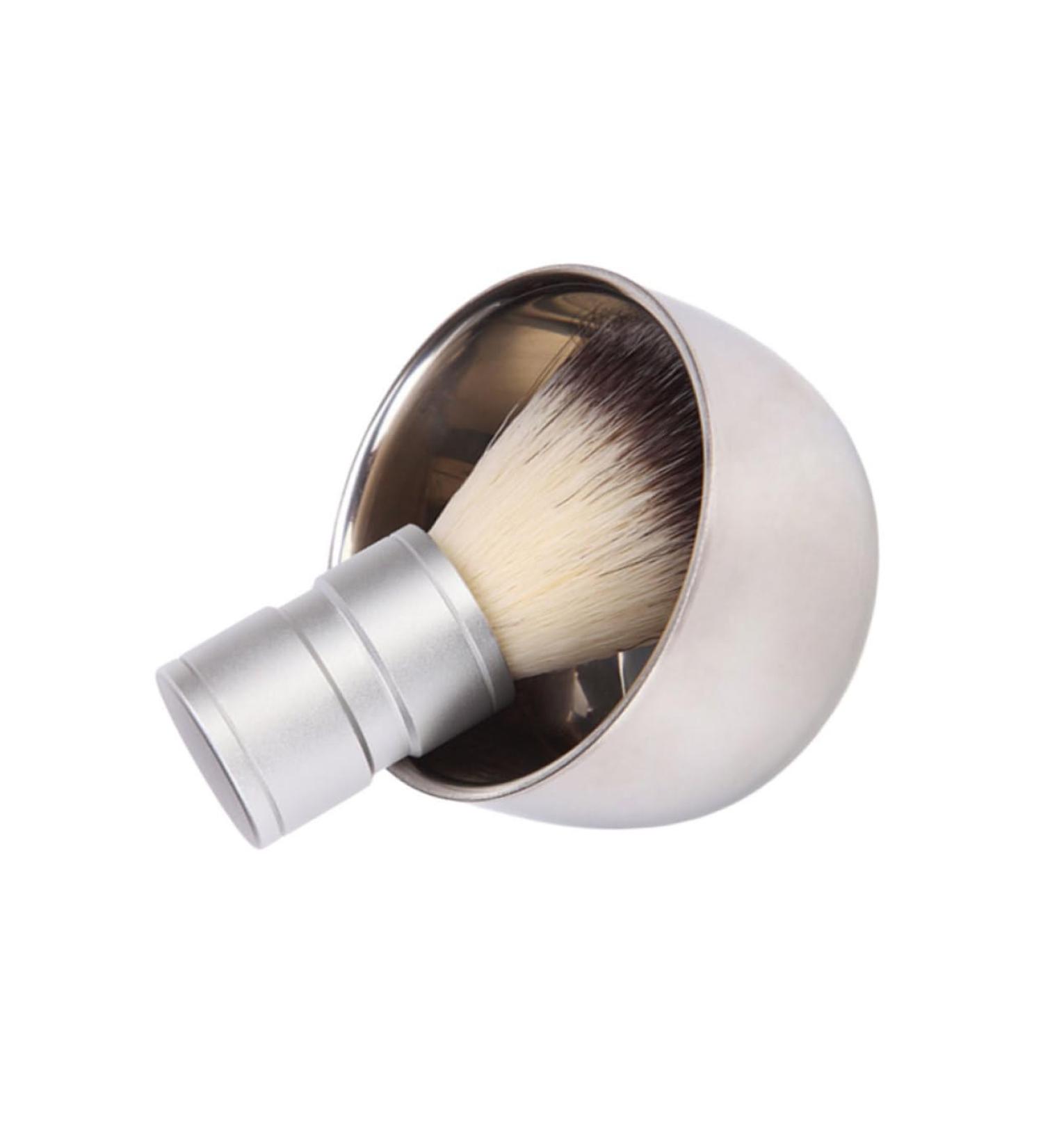 Minkissy Men's Razor Brush & Shaving Bowl Set | Stainless Steel Travel Beard Brush for Grooming | Perfect for Shaving Cream and Gentle Bristles - Buy Online on GoSupps.com