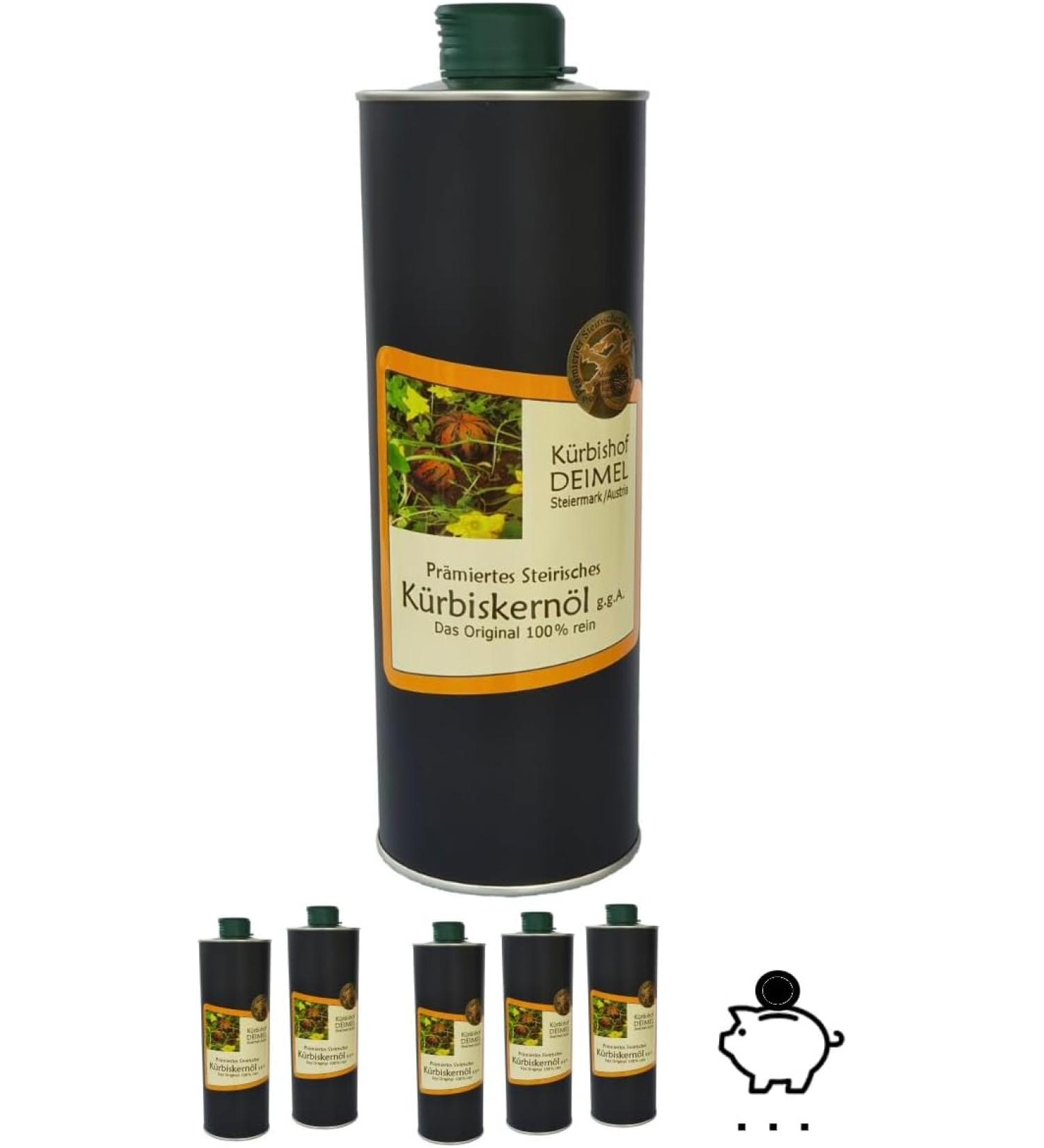 Kürbishof DEIMEL Original Styrian Pumpkin Seed Oil - Oil cans - modern & stylish - 1000ml - Buy Online on GoSupps.com