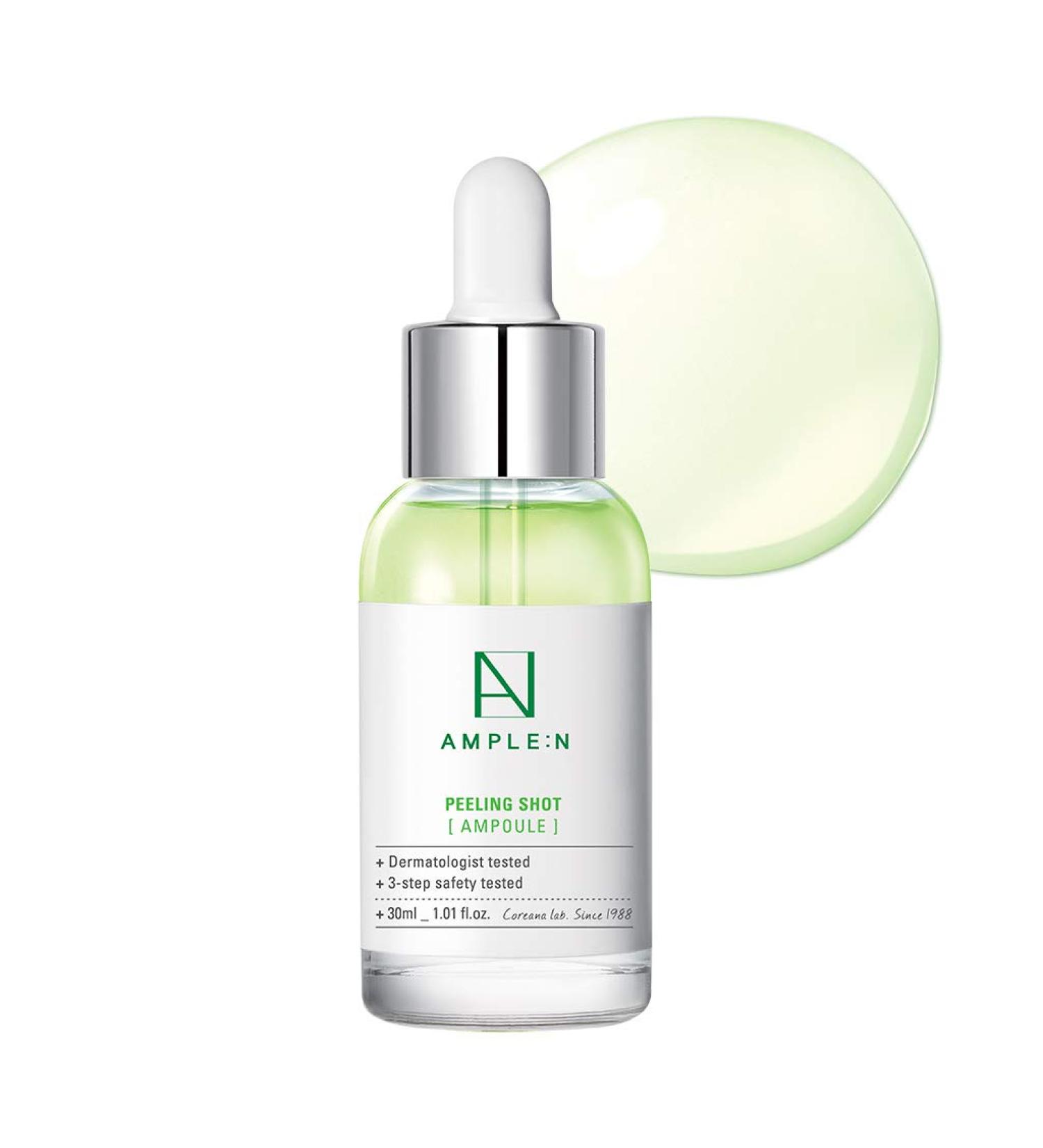 AMPLE:N Peeling Shot Serum 1.01 fl. oz. - AHA BHA PHA Exfoliating Treatment for Clear Smooth Skin | Overnight Care with Relaxing Green Aroma - International Shipping Available - Buy Online on GoSupps.com