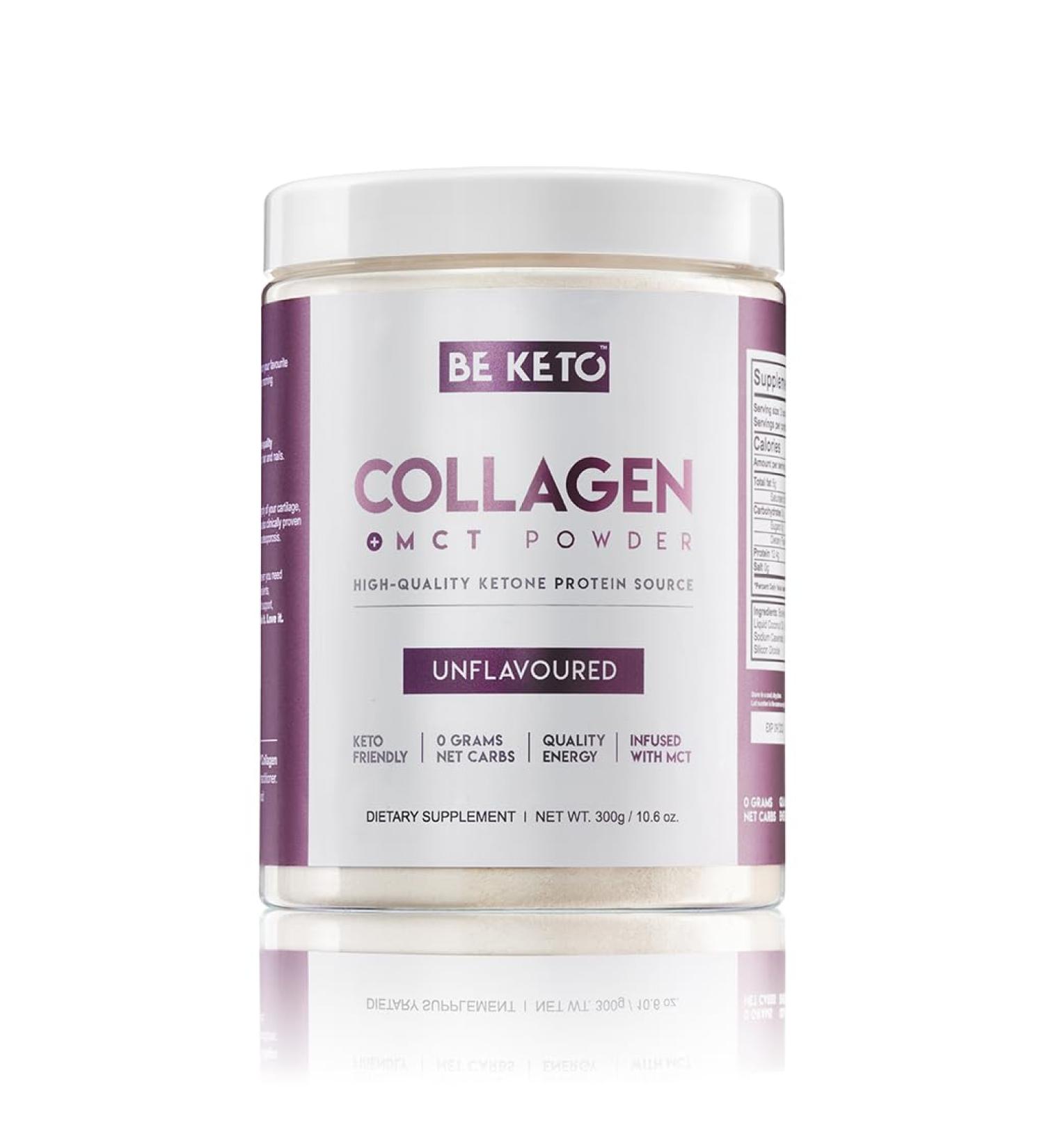 Be Keto Keto Collagen + MCT Oil Unflavored 300g Ketogenic and PaleoFriendly Hydrolyzed GrassFed Beef Collagen - Buy Online on GoSupps.com