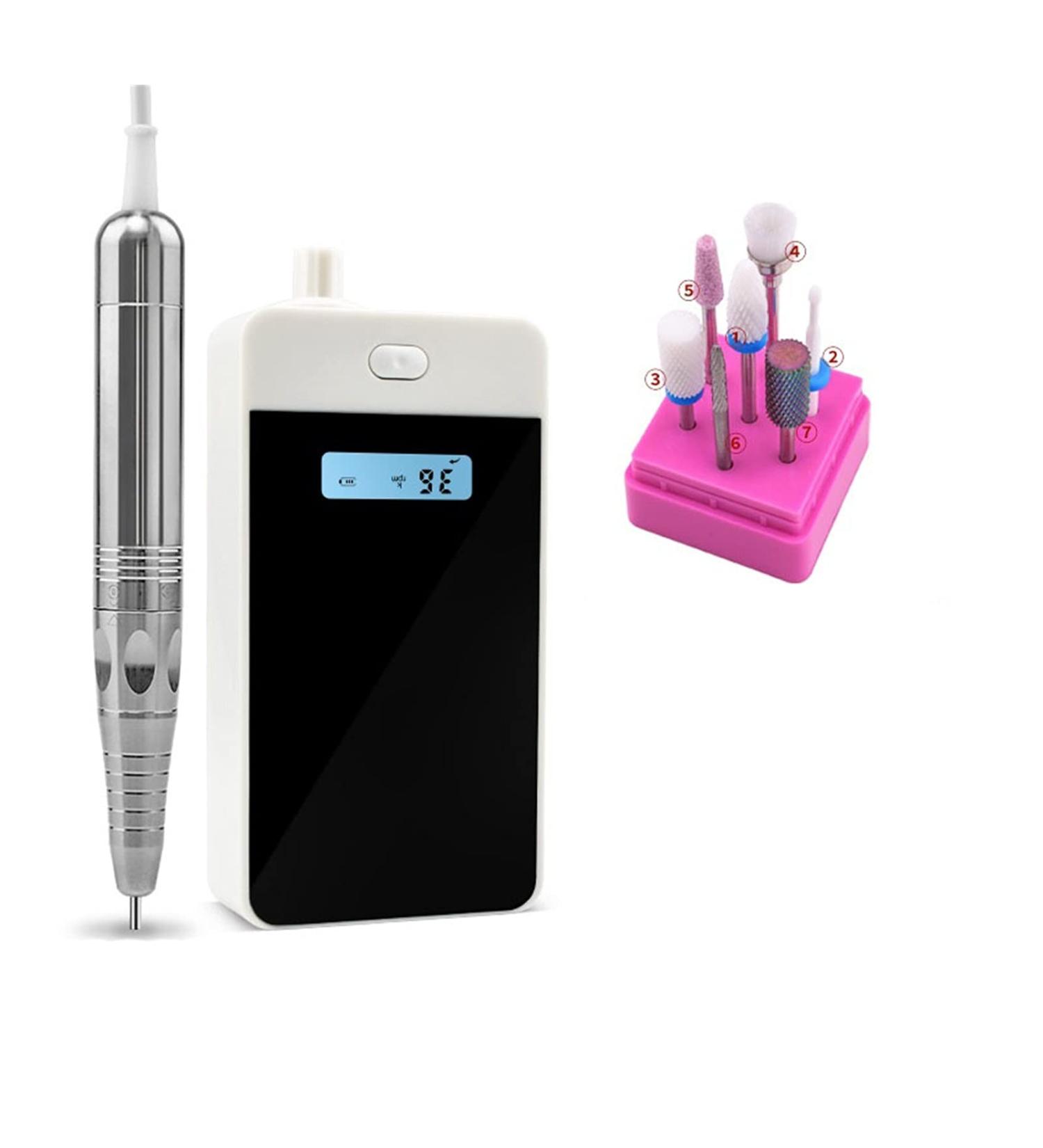 Nail kit Rechargeable Pro Brushless Nail Drill 35000RPM Electric Manicure Nail Drill 36W Pedicure Brushless Motor Charging Nails Tool Nail kit for Beginners with Everything White Gift Pack - Buy Online on GoSupps.com