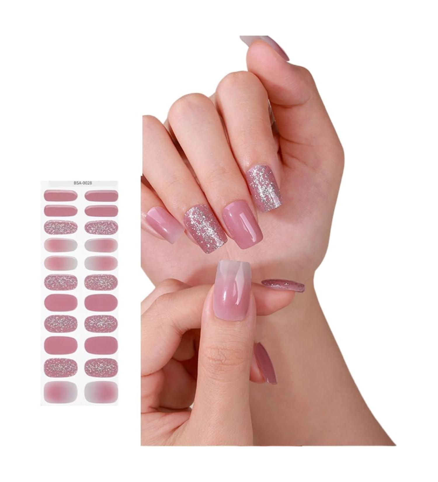 Ruarby 24x French Artificial Nails False Nails Full Cover Nail Tips Rhinestone Press On Nail False Nails DIY Manicures Supplis - Buy Online on GoSupps.com