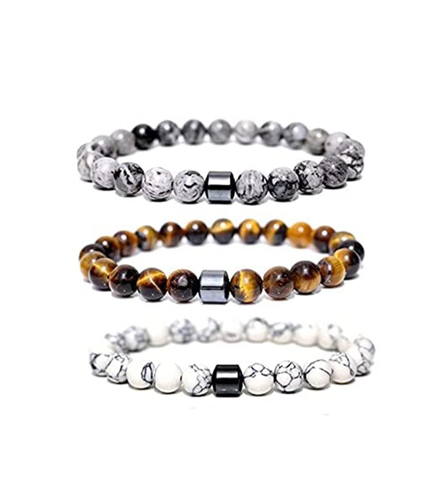 Syrisora Healing Bracelet Set - 3 Pieces 8mm | Smoking Cessation & Anti-Fear | Perfect Gift for Men Women & Teachers - Buy Online on GoSupps.com