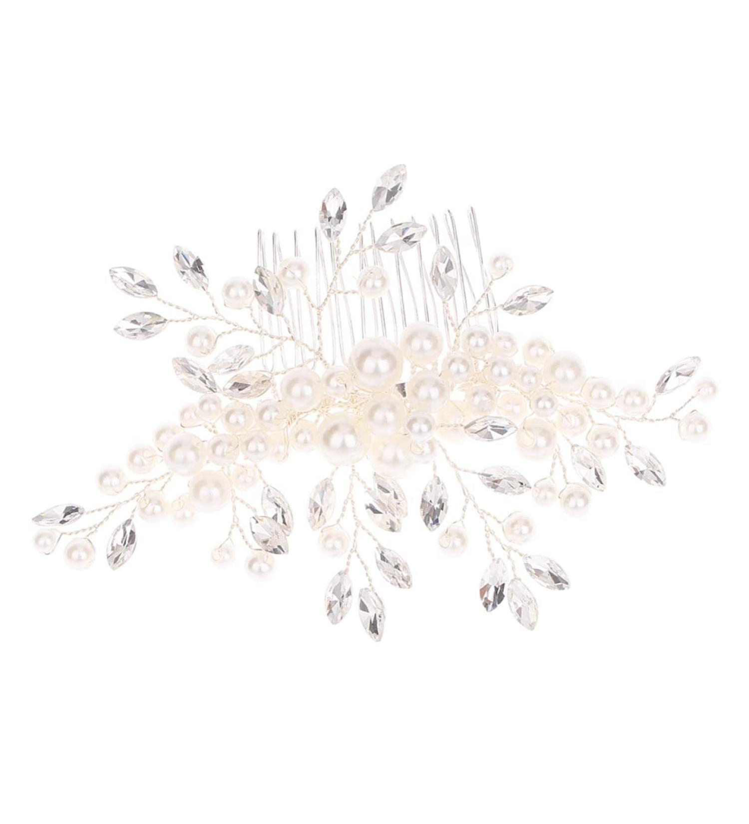 FRCOLOR 1pc Flower Crystal Ab Rhinestones Wedding Headpiece Metal Hair Claw Clips Crystal Vintage Bridal Hair Clips Silver Barrettes Hair Accessories Tiara Manual Bride Comb - Buy Online on GoSupps.com