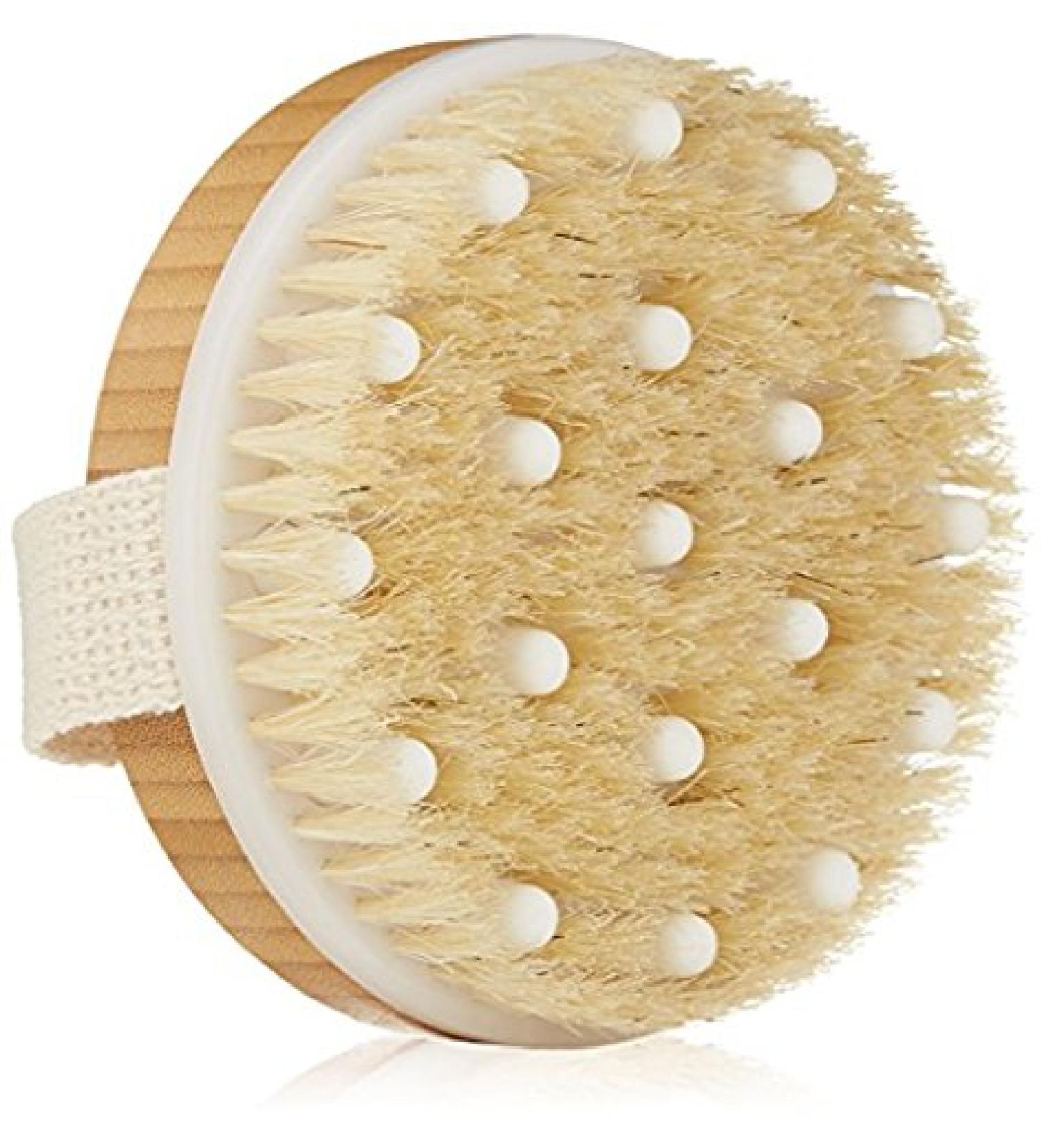 Dry/Wet Body Brush - Natural Boar's Bristle - Remove Dead Skin And Toxins  Cellulite Treatment Exfoliates  Stimulates Blood Circulation  Massage 2-in-1 (1 pack)