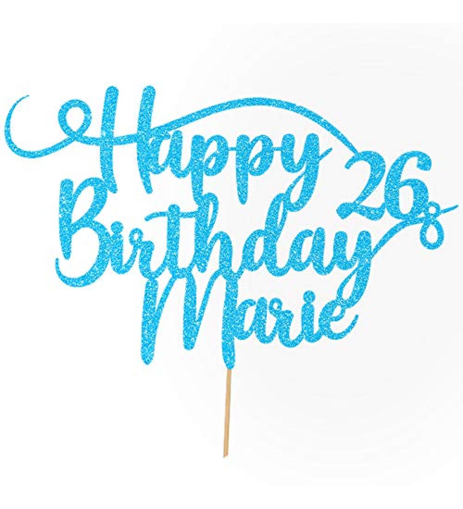 Personalized Happy Birthday Glitter Cake Decoration | Custom Name & Age | Baby Blue | Cakeshop - Buy Online on GoSupps.com