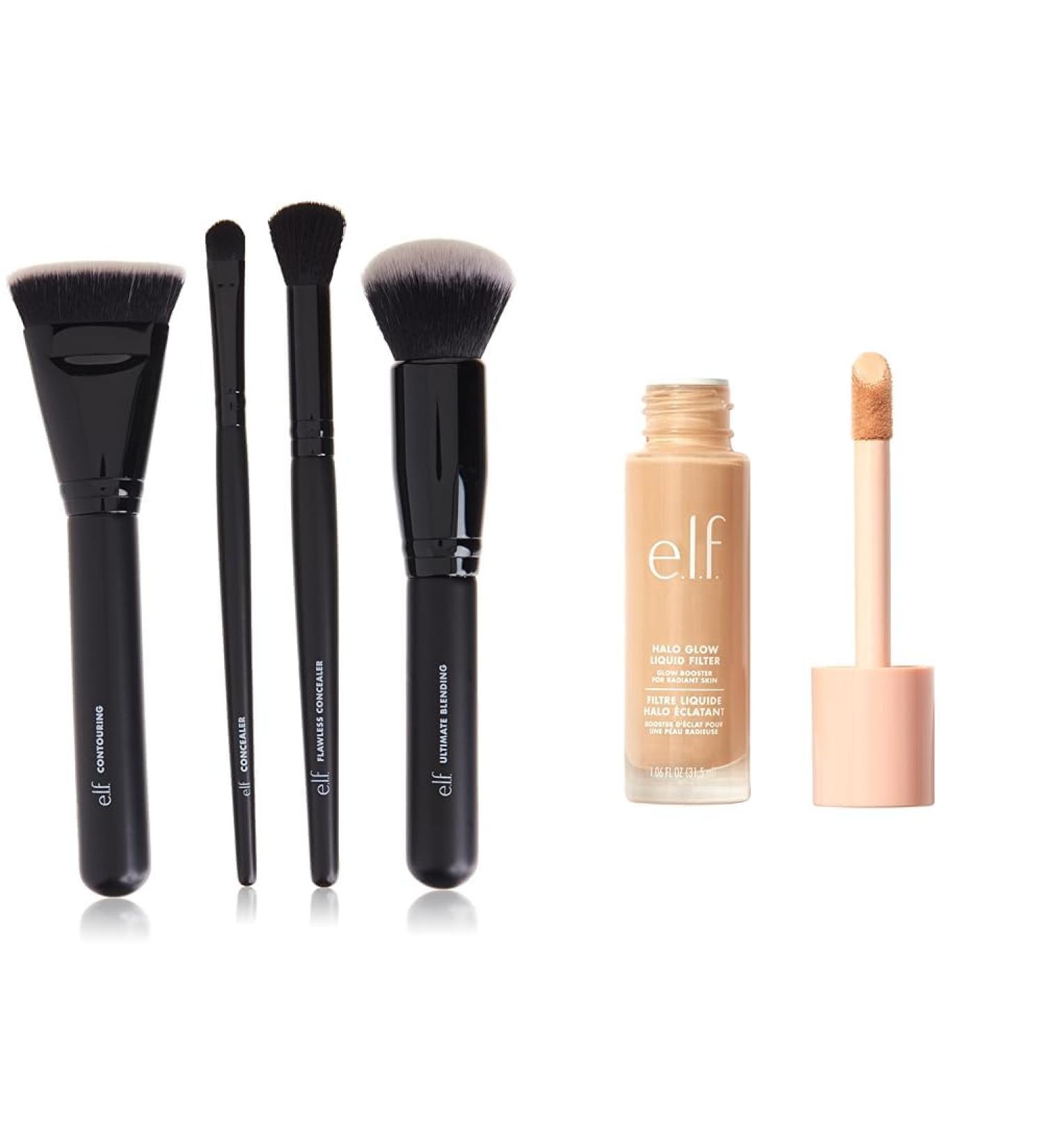 e.l.f. Complexion Perfection Brush Kit Makeup Brushes For Concealer & Foundation & Halo Glow Liquid Filter Complexion Booster For A Glowing Soft-Focus Look - Buy Online on GoSupps.com