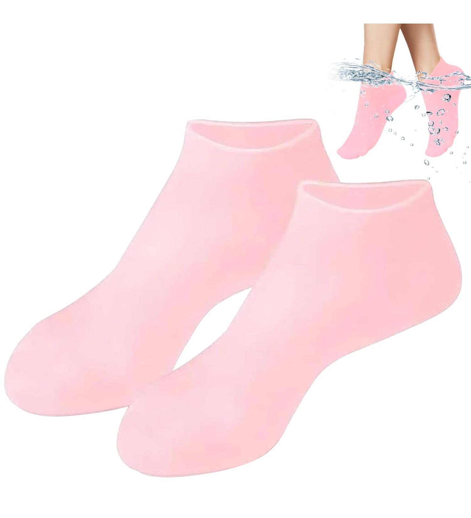 Silicone Moisturizing Socks Women Foot Spa Pedicure Silicone Socks Foot Mask Exfoliating Beach Protective Gel Socks Anti Slip Aloe Socks for Dry Cracked Feet Calluses Foot Care (Pink) - Buy Online on GoSupps.com