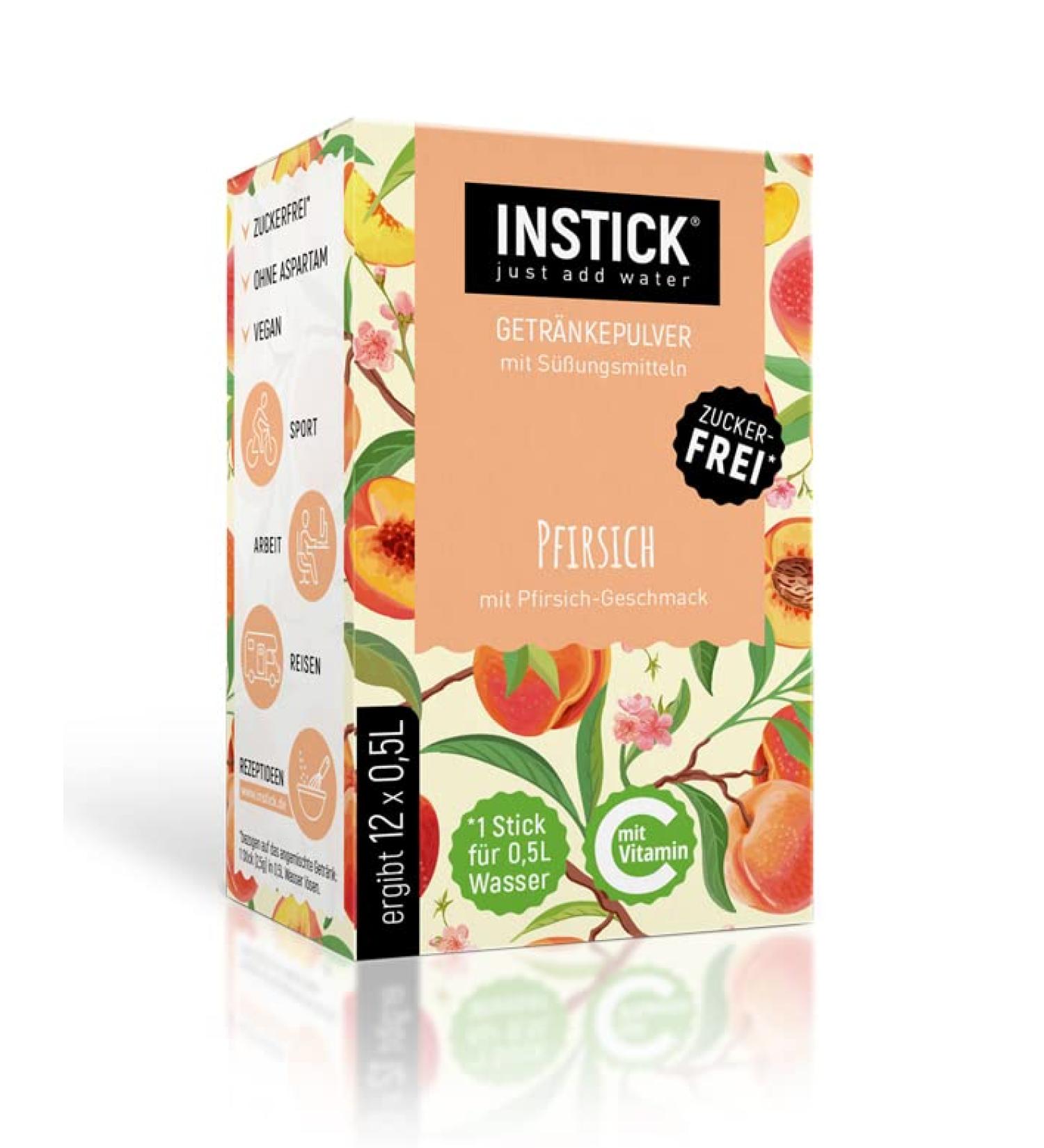Buy Intick Sugar-Free Instant Drink - Peach Flavor | 12 x 0.5-1L | Vegan Low Calorie Vitamin C | International Shipping Available - Buy Online on GoSupps.com