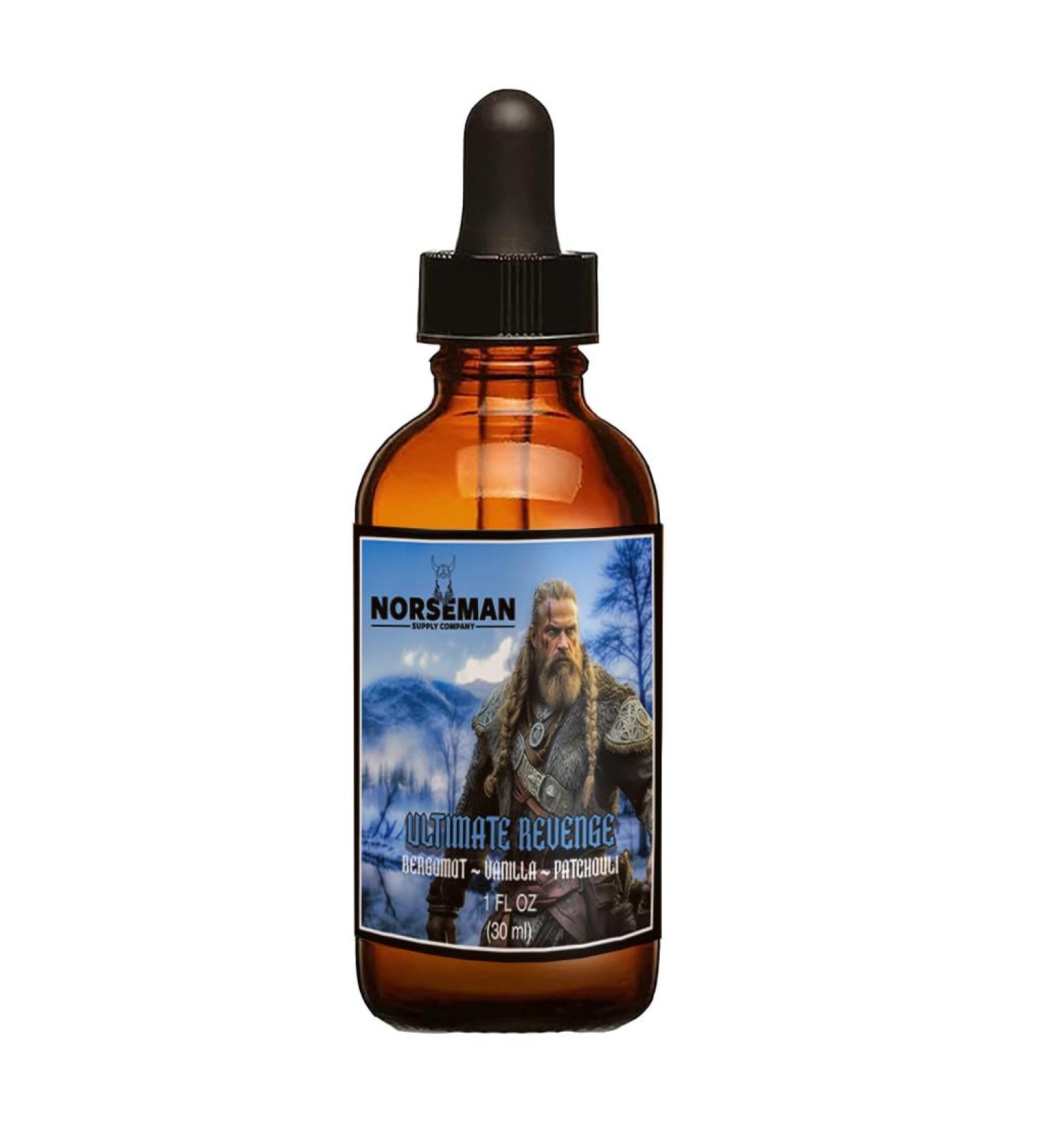Men s Beard Oil with Argan Jojoba and Essential Oils 1 fl. oz. Promote Hair Growth Grooming Helps Reduce Dry Itchy Flaky Restores Moisture (Ultimate Revenge) Ultimate Revenge (Bergamot Vanilla Patchouli)