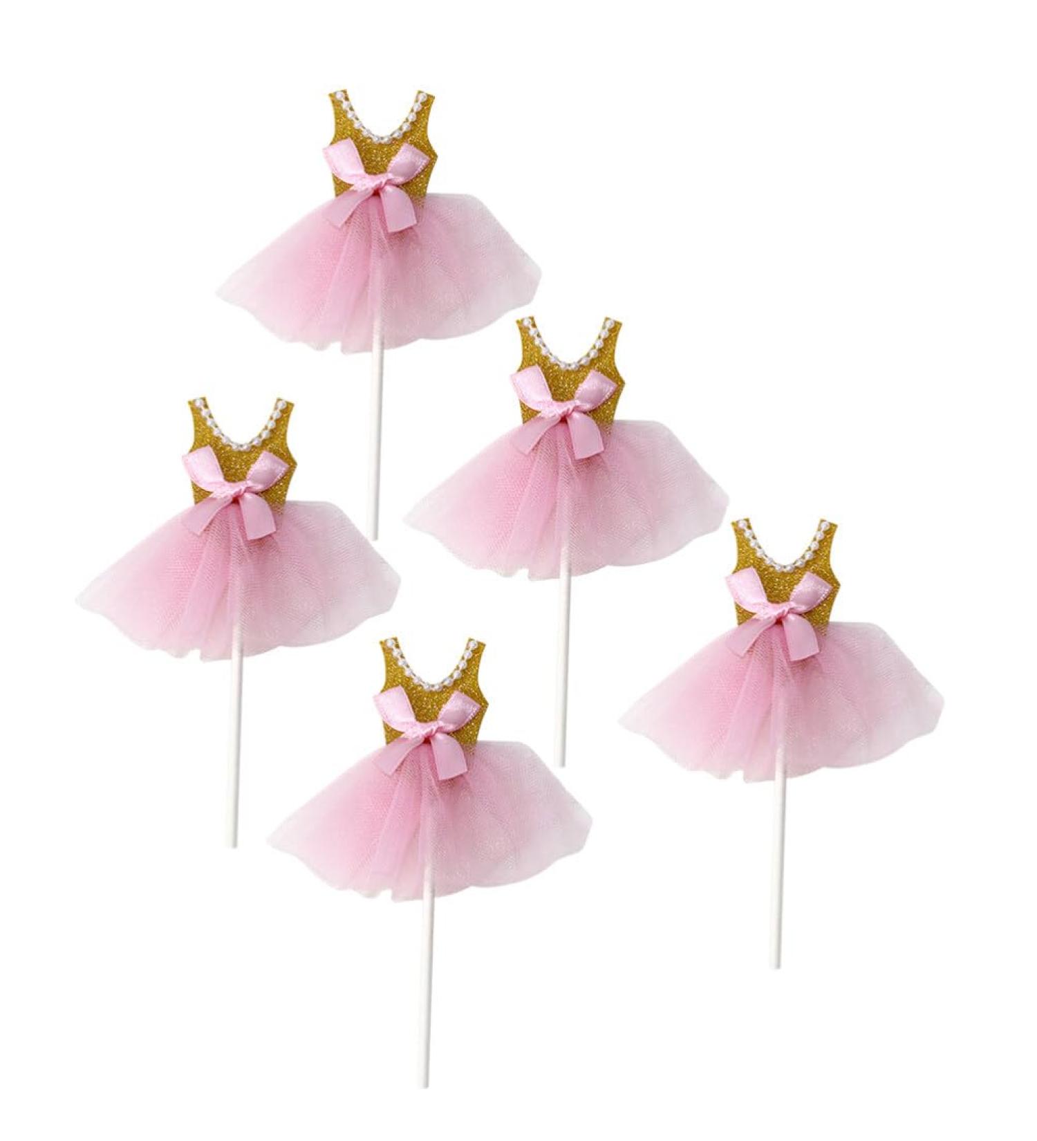 COHEALI Cupcake Decorating Cupcake Topper 5Pcs Glitter Tutus Dress Cake Toppers Ballerina Skirt Cupcake Picks Fruit Forks Coffee Drink Stir Sticks Birthday Theme Party Decoration(Golden) - Buy Online on GoSupps.com