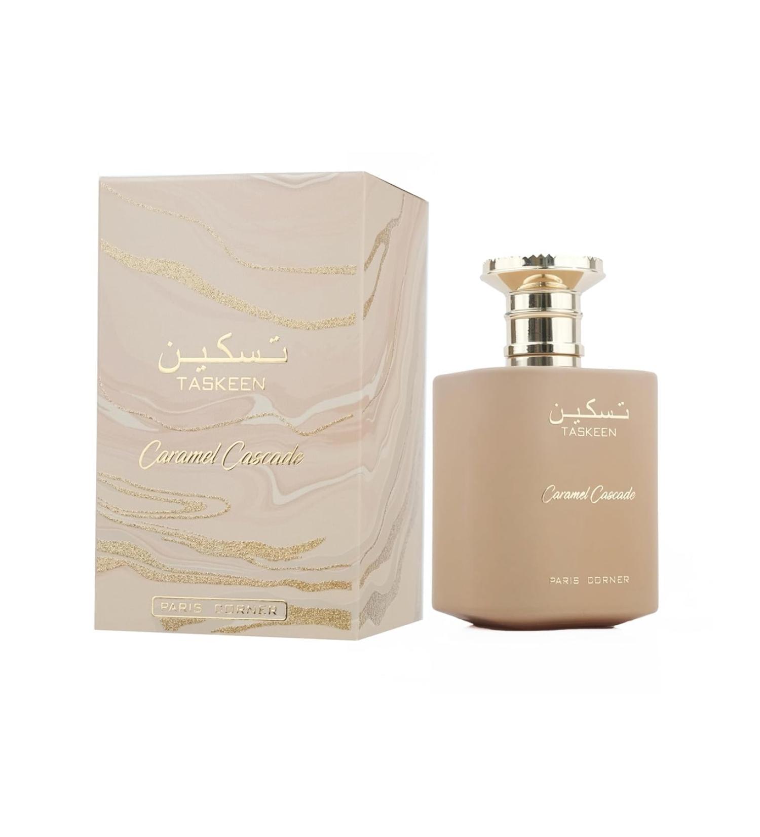 Paris Corner | Taskeen Caramel Cascade EDP - 3.4 Fl Oz | Sweet Elegance Perfume for Women and Men | Unisex Fragrance Featuring Caramel Milk Tonka Bean & Honey - Buy Online on GoSupps.com