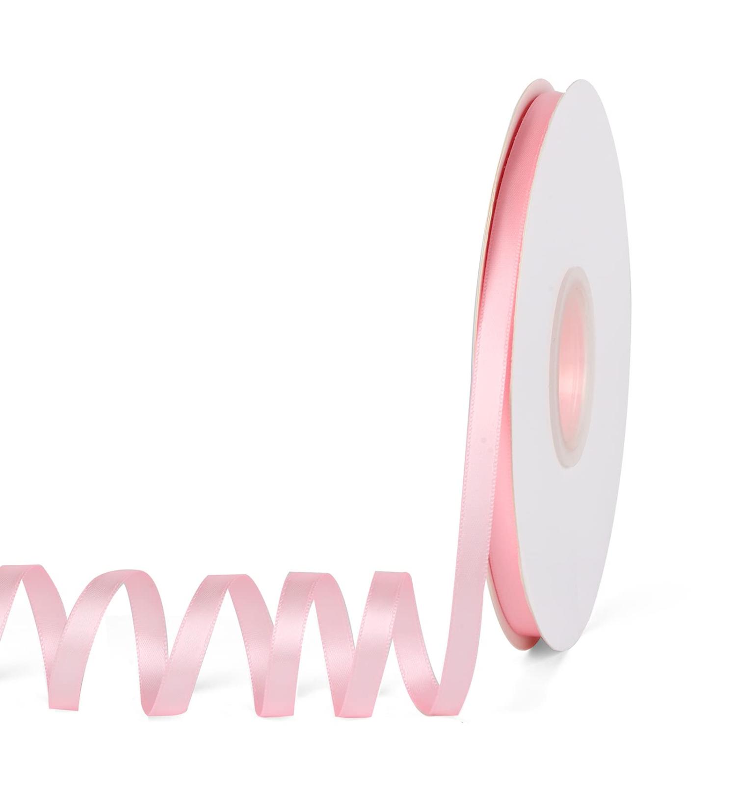 Satin Ribbon Light Pink - 1/4 x 50 Yards - Double Faced Polyester for Gifts, Wedding, Crafts - DIY Decor Ornaments - Buy Online on GoSupps.com