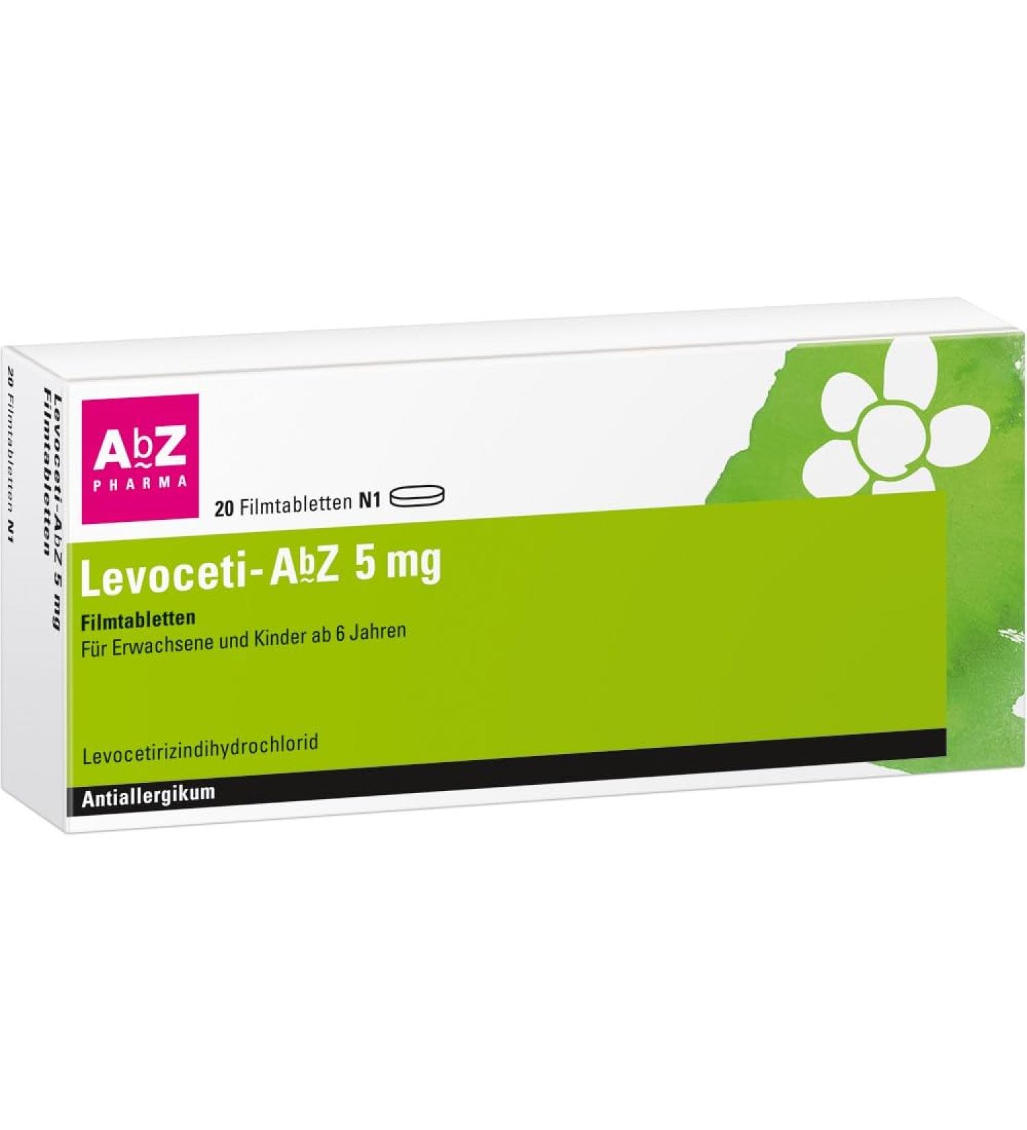 Levoceti-ABZ 5 mg Film-Coated Tablets | Relief for Hay Fever Chronic Hives & Allergies | 20 Tablets - Fast International Shipping - Buy Online on GoSupps.com