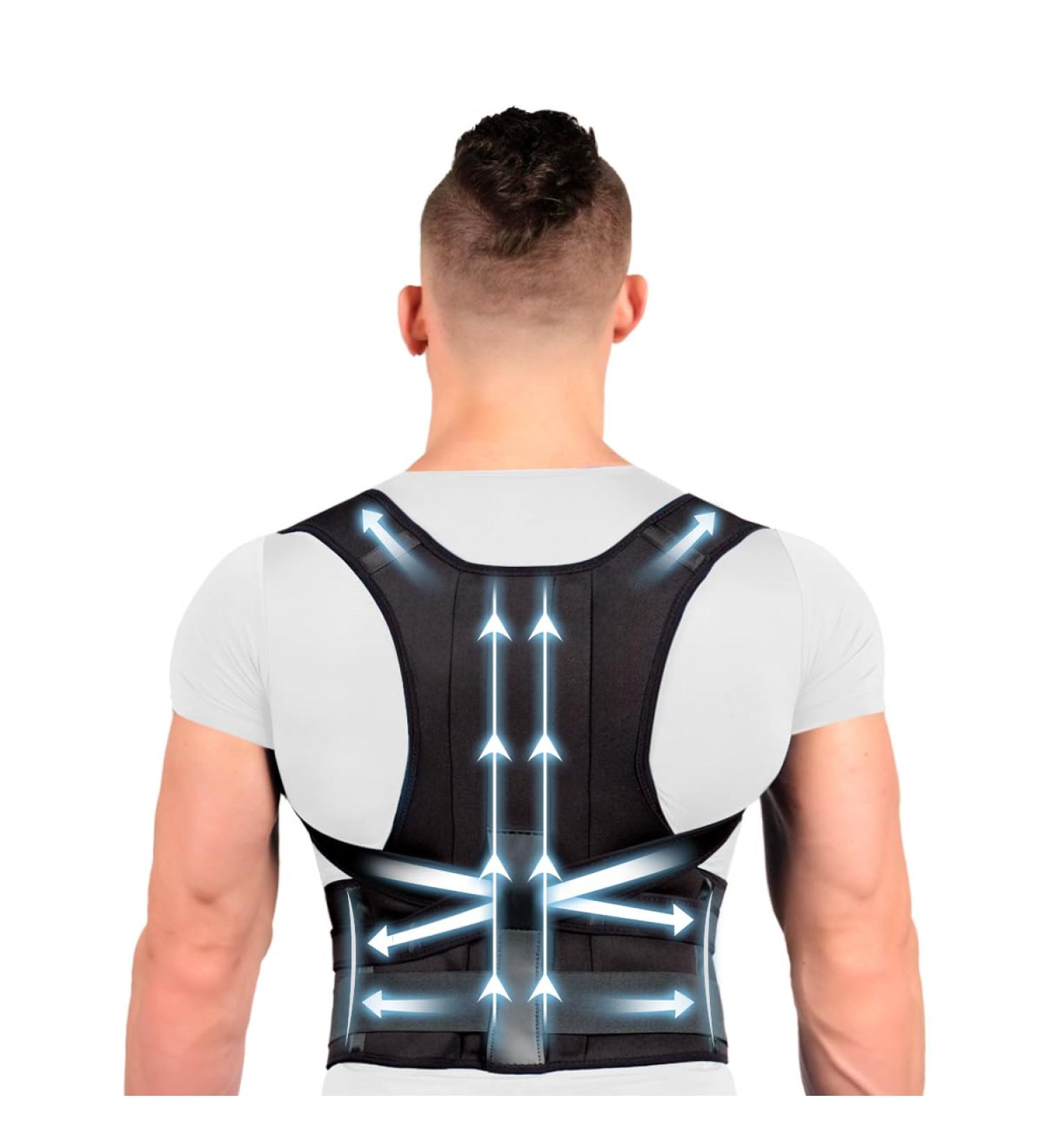 Back Brace Posture Corrector - Adjustable Lightweight Support for Men & Women | Pain Relief for Neck Back & Shoulders - Buy Online on GoSupps.com