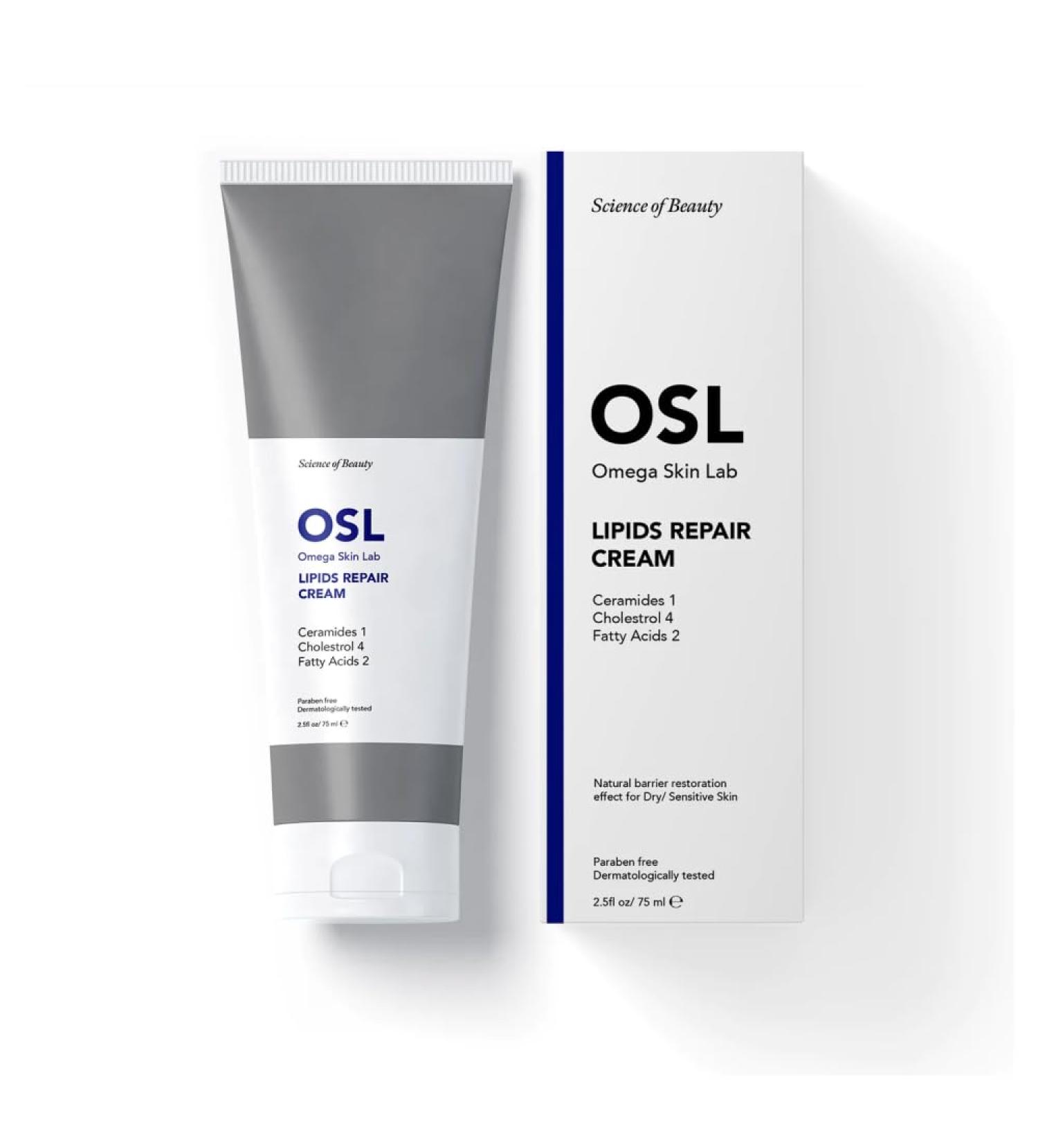 OSL Omega Skin Lab Lipids Repair Cream 75ML - Face Moisturiser and Barrier Cream for Dry and Sensitive Skin - Infused with Cholesterol Ceramides - Buy Online on GoSupps.com