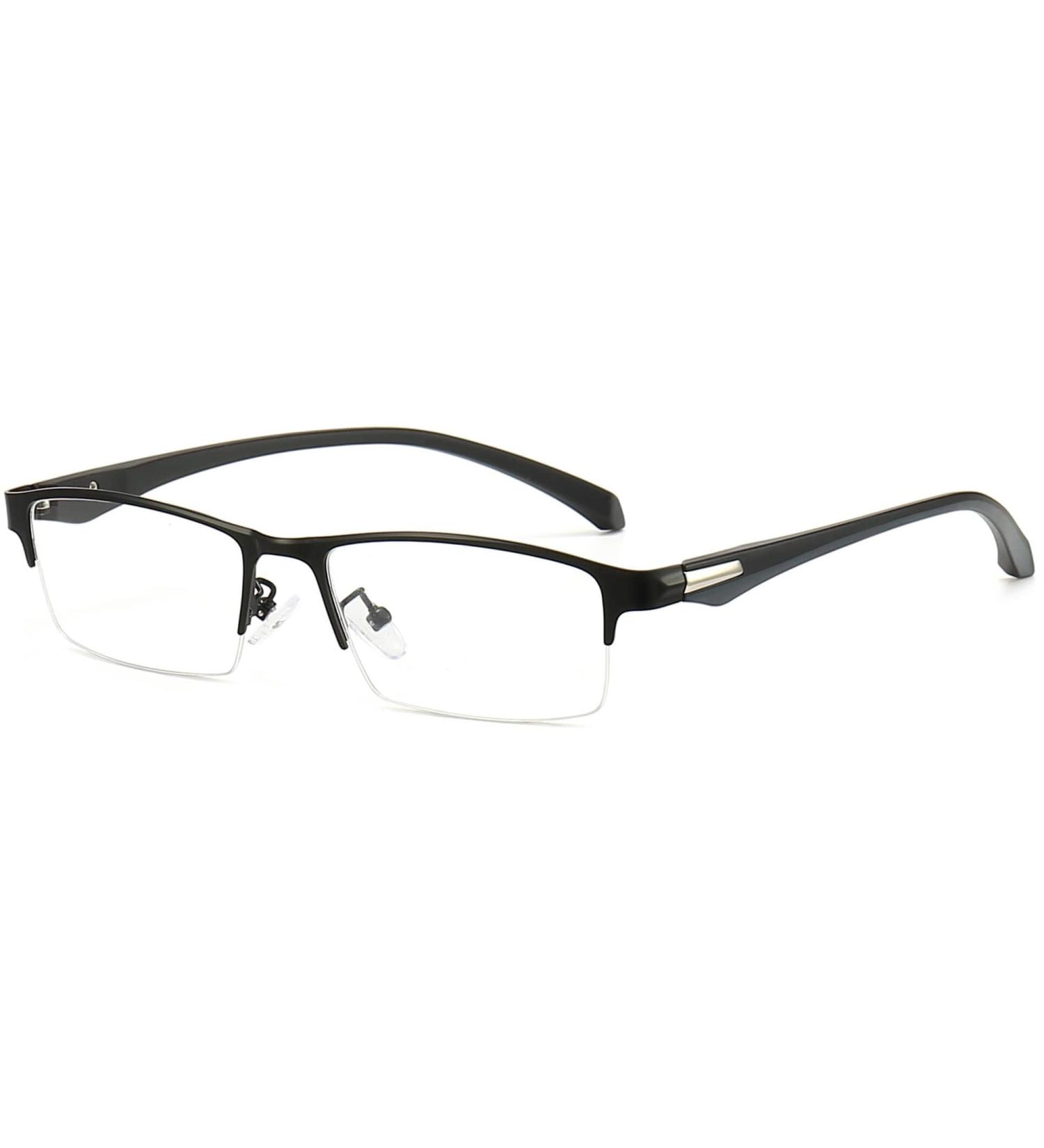 ANRRI Blue Light Glasses for Men - Semi Rimless Rectangle Black Metal Frame - UV Blocking Computer Glasses A1-Black - Buy Online on GoSupps.com