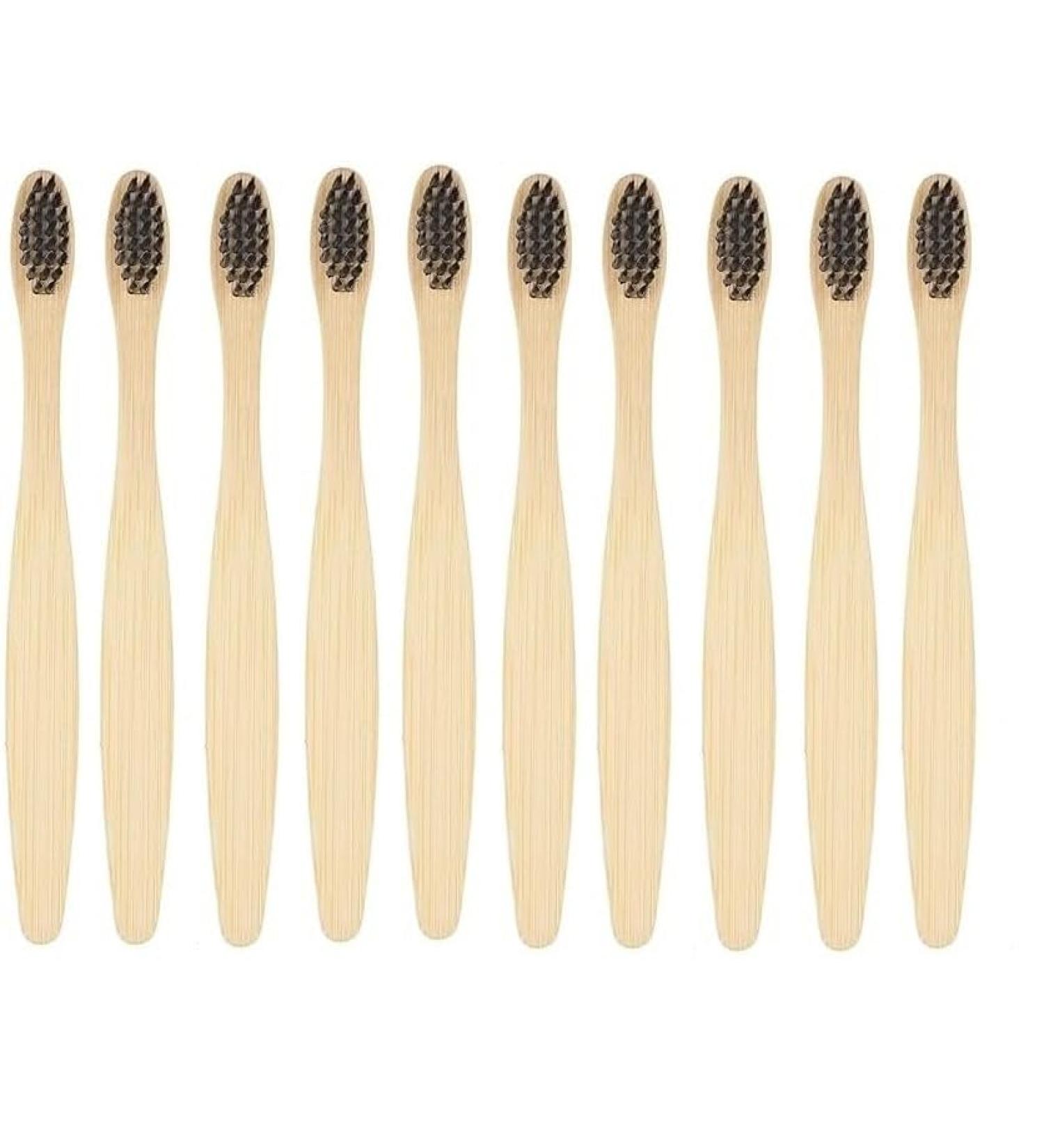 10 Pack Eco-Friendly Bamboo Toothbrushes for Adults - Soft Bristles Sustainable & Biodegradable - Buy Online on GoSupps.com